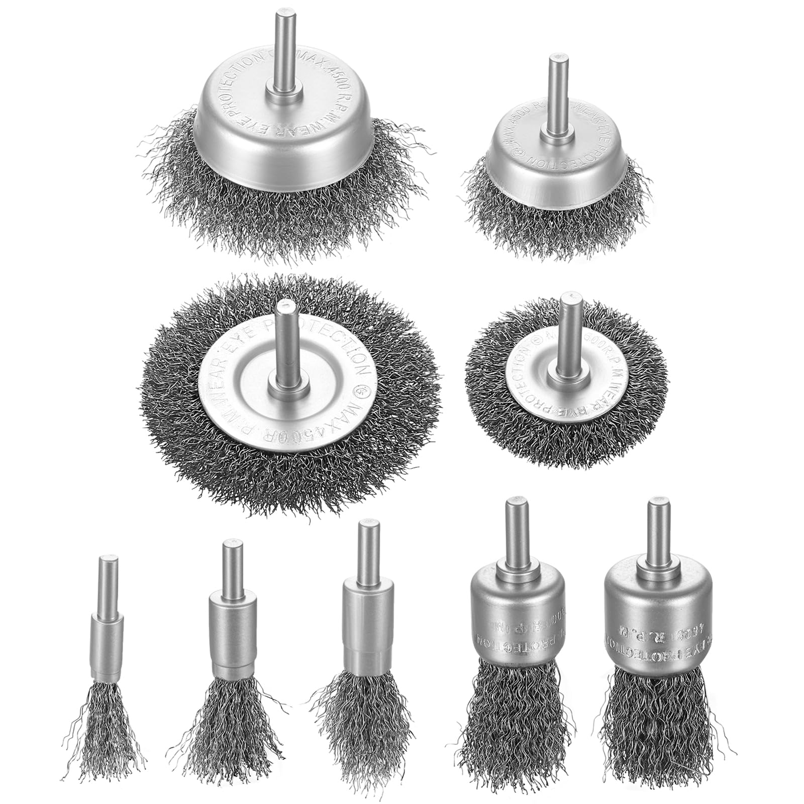 9 PcsWire Brush for Drill Brushes for Cleaning, Wire Brush for Rust Removal, 1/4 InchWire Wheels Cup Wire Brushes for Cleaning Rust Stripping Abrasive Drill Attachment