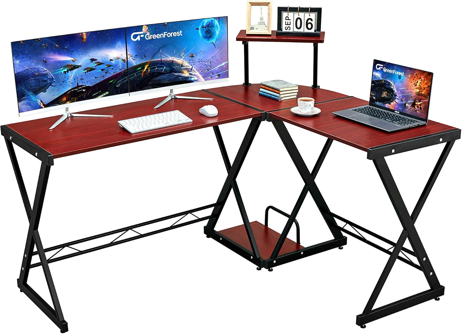 GreenForest L Shaped Computer Desk Reversible Corner