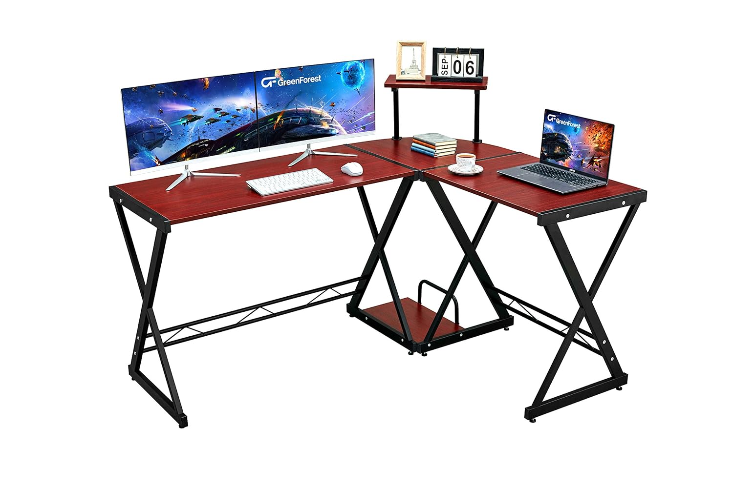 GreenForest L Shaped Corner Desk Computer Office Gaming Desk with