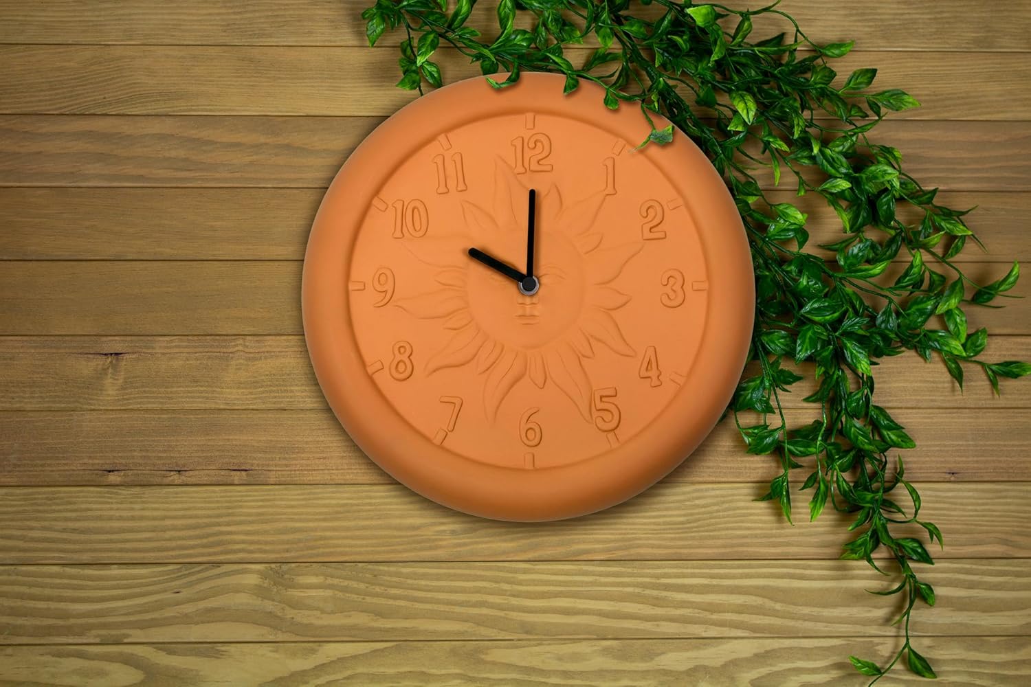 Poolmaster Terra Cotta Indoor and Outdoor Silent Wall Clock With Quartz Movement, 12-Inch