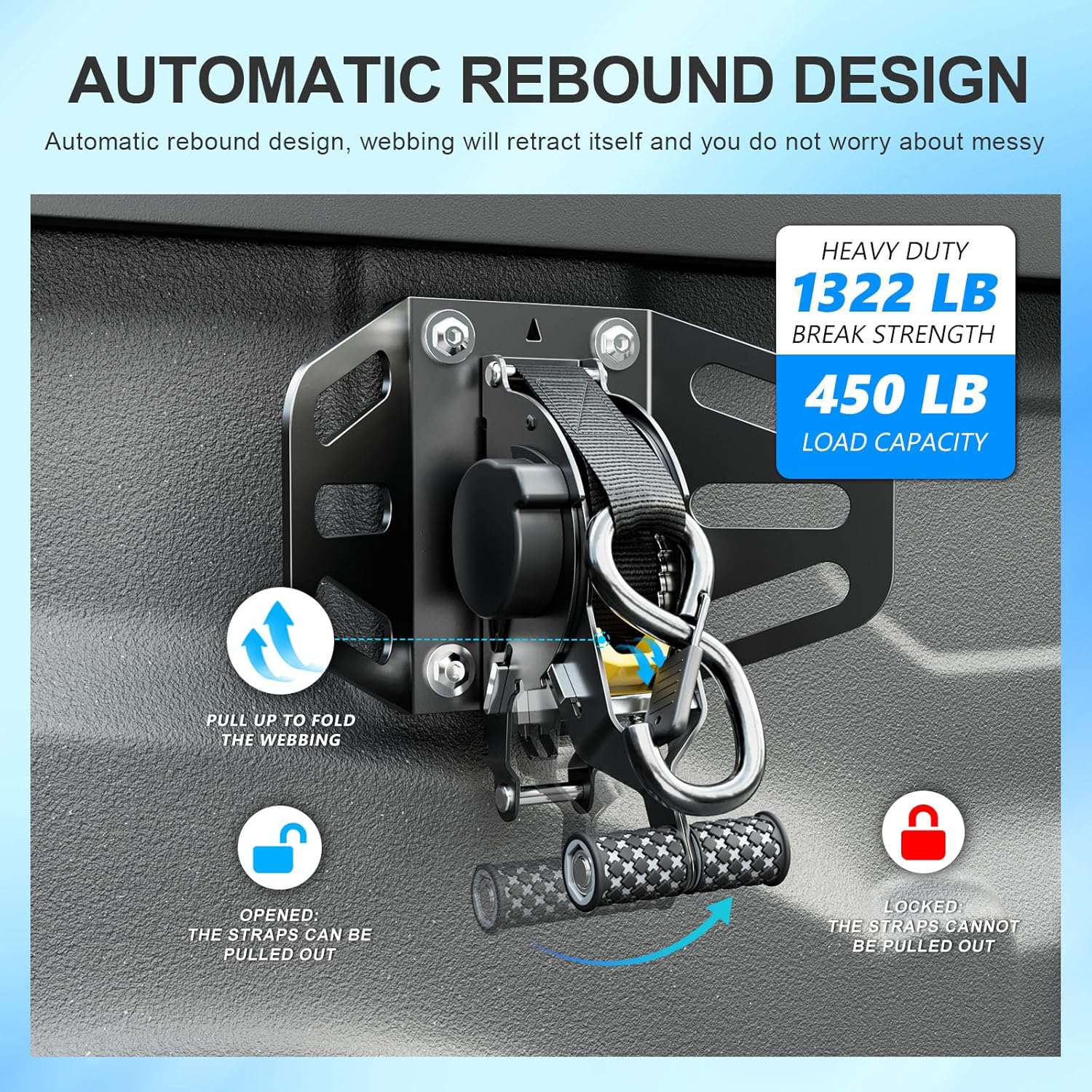 Truck Bed Divider Compatible with 2019-2025 Dodge Ram 1500 Retractable Ratchet Straps Molle Panel Truck Bed Organizer Replacement for 2019-2025 Dodge Ram Accessories