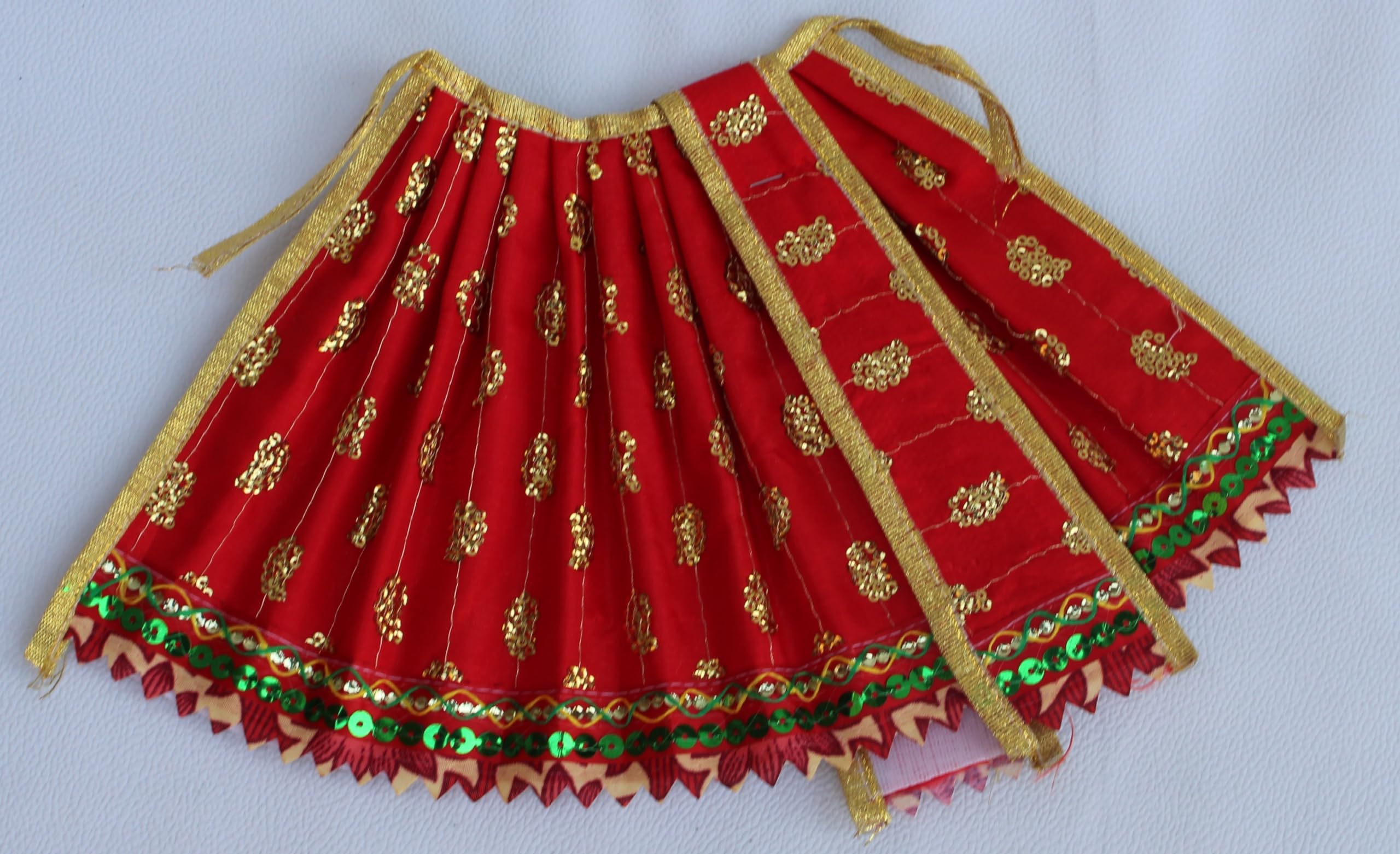 KAM Home MATA Rani Patka & Lehanga Dress for Goddess Durga/Lakshmi/Saraswati/Parvati (Devi Dress) Navratri Special Diwali Special (RED, 1 INCH)-image-16