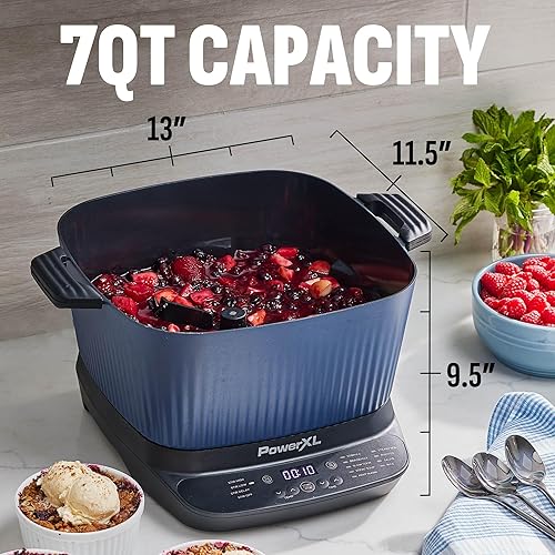 Miniatura 6 de STIRMAX Midnight Blue - Multicocción digital de 7.5 cuartos de galón con paleta automática para remover y triturar, 9 en 1 preajustes programables