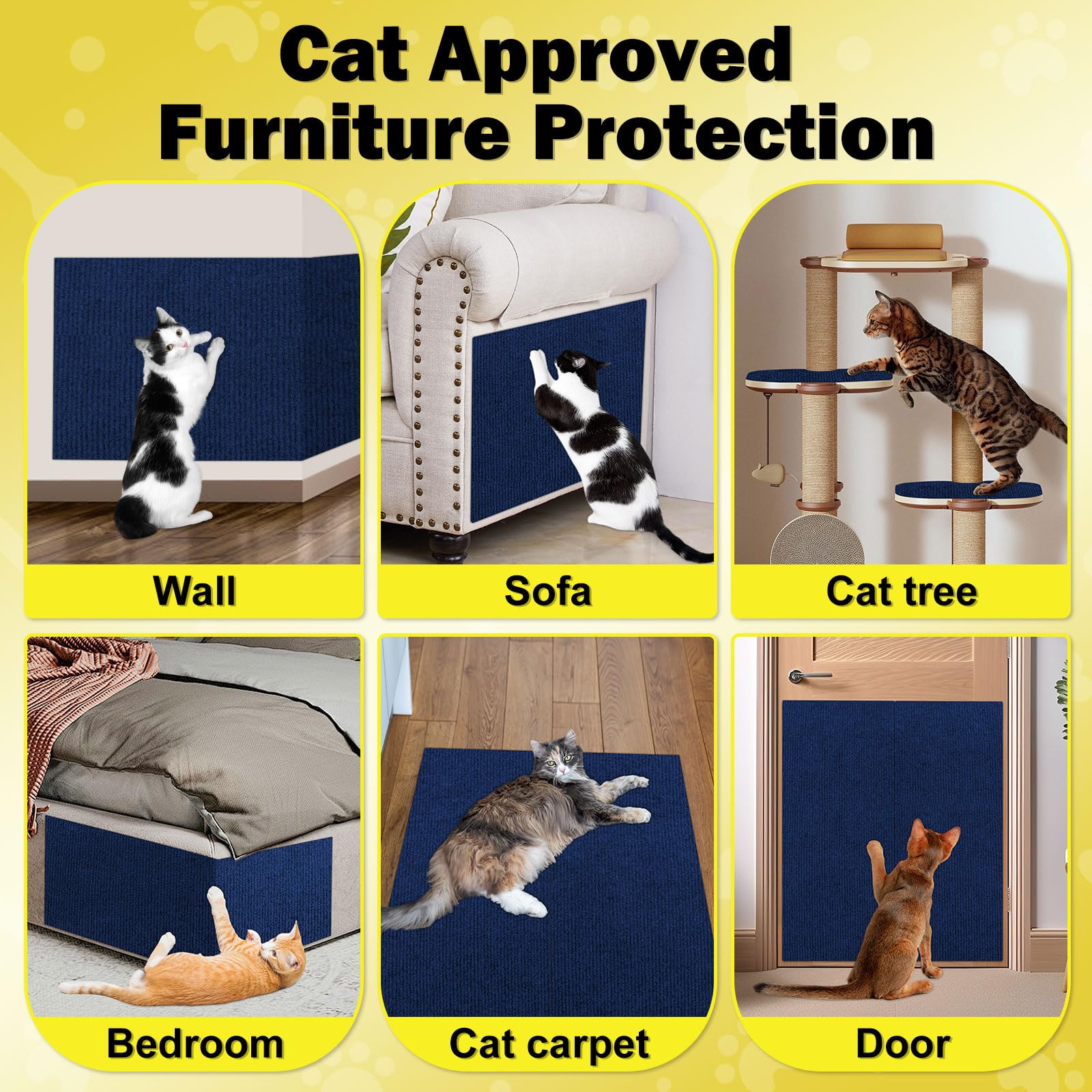 Rascador de Pared para Gatos de 78,7" x 11,8" para Gatos de Interior, Protector de Muebles antiarañazos para Gatos, rascador de Esquina para Pared, Repuesto para estantes de Postes