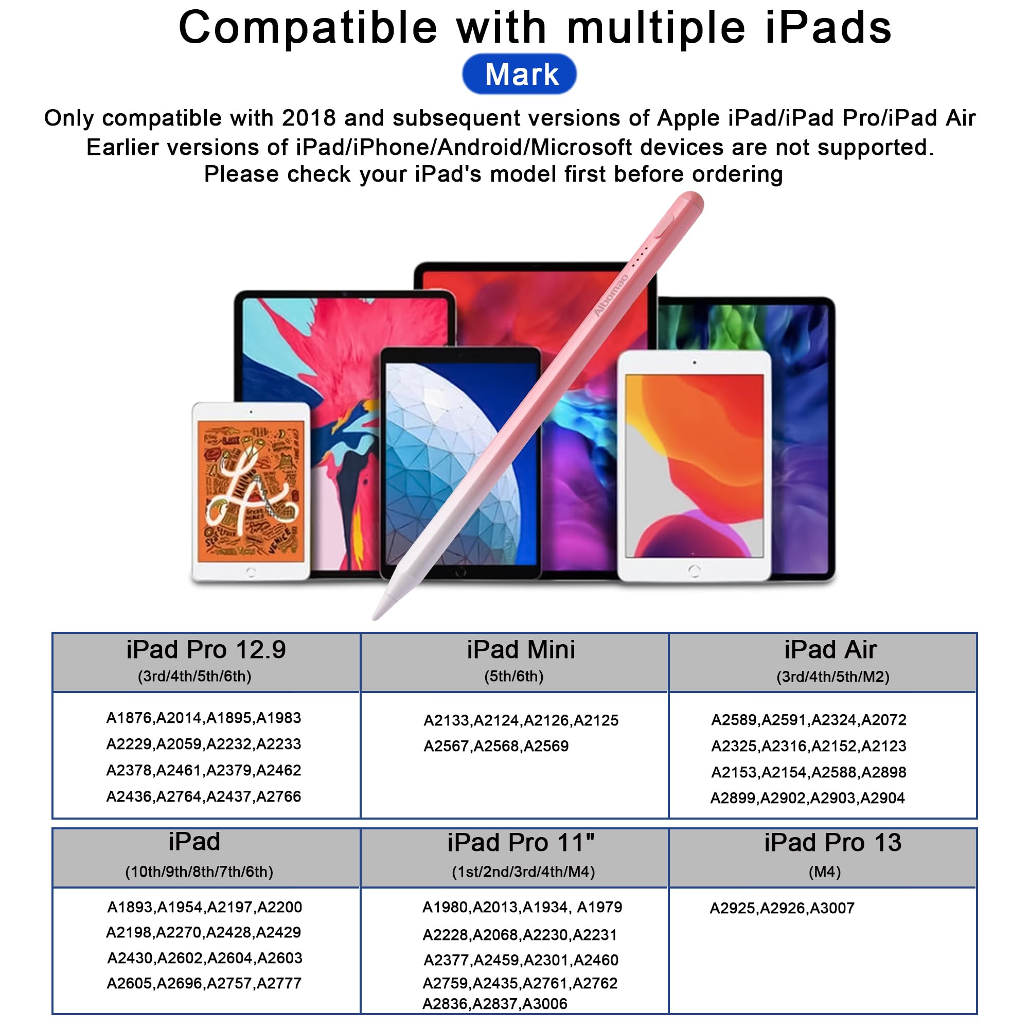 Lápiz capacitivo para iPad (2018-2025), lápiz magnético USB-C de carga rápida, rechazo de palma y sensibilidad de inclinación, compatible con Apple iPad Pro de 11 pulgadas, 12.9 pulgadas, M4, Air 3/4
