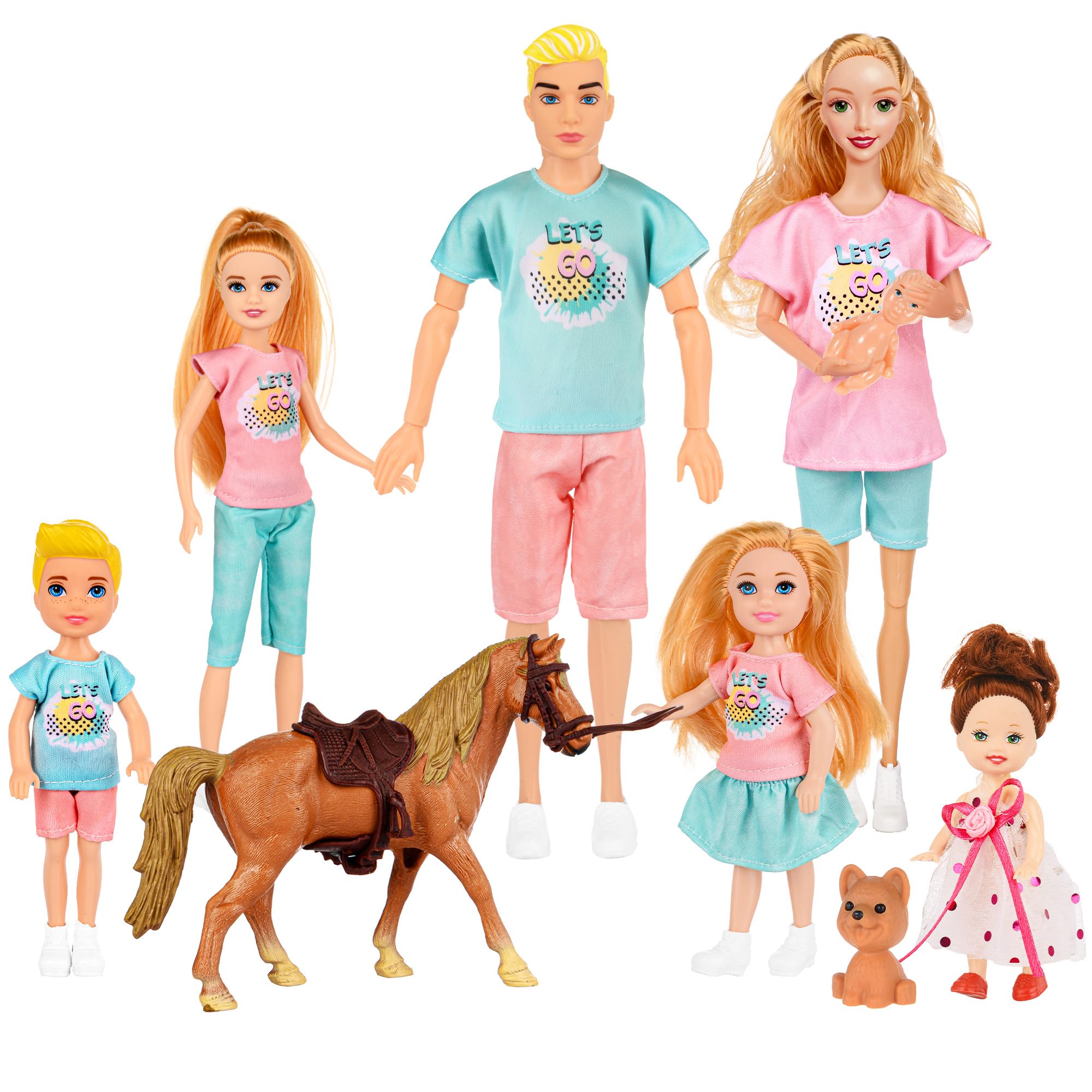 Amazon.com: TREKFOX Family Dolls Set of 7 People Include Pregnant