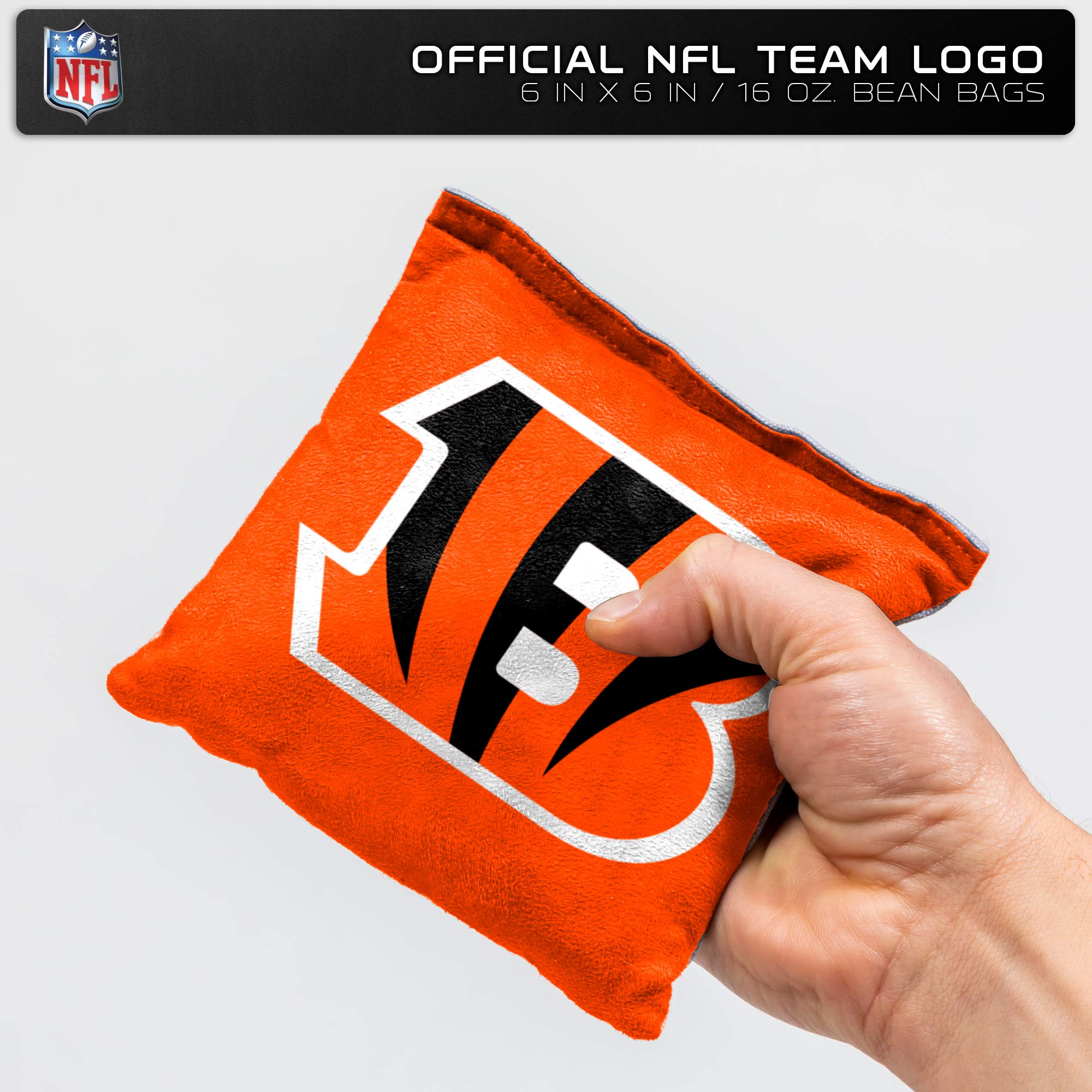 Wild Sports NFL Cincinnati Bengals 8pk Dual Sided Bean Bags, Team Color - Image 4