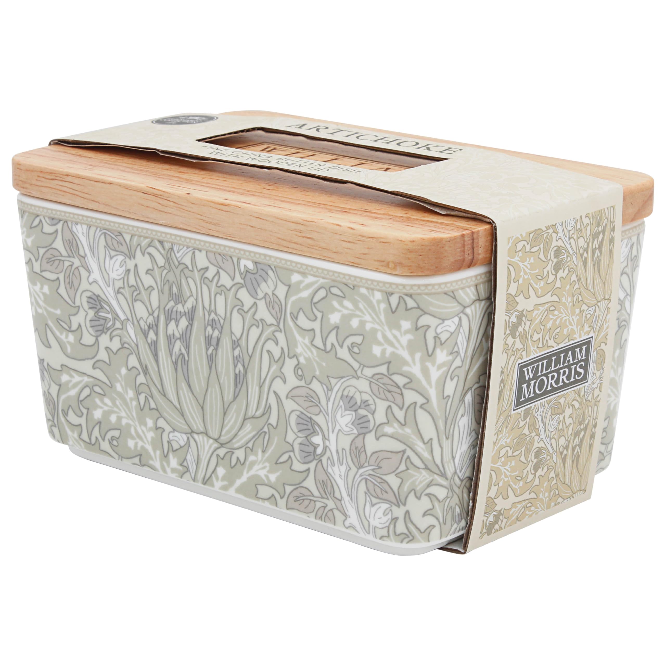 The Leonardo Collection Wm. Morris Artichoke Stoneware Artichoke Butter Dish for Kitchen & Home | Dishwasher Safe Butter Dish with Lid for Keep Butter Fresh | BPA-Free Butterdish for Butter Storage