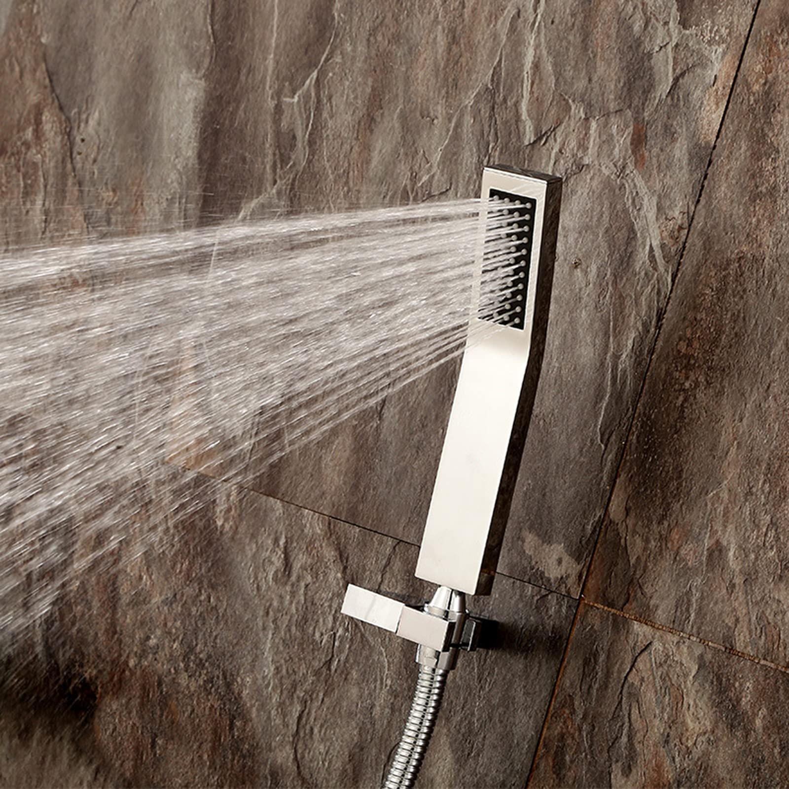 Grifo para bañera Grifo para bañera en Cascada Grifo para bañera de latón Grifo para bañera con Agua fría y Caliente Llenador de bañera montado en la Pared con Ducha de Mano Grifo para Ducha, Cromado