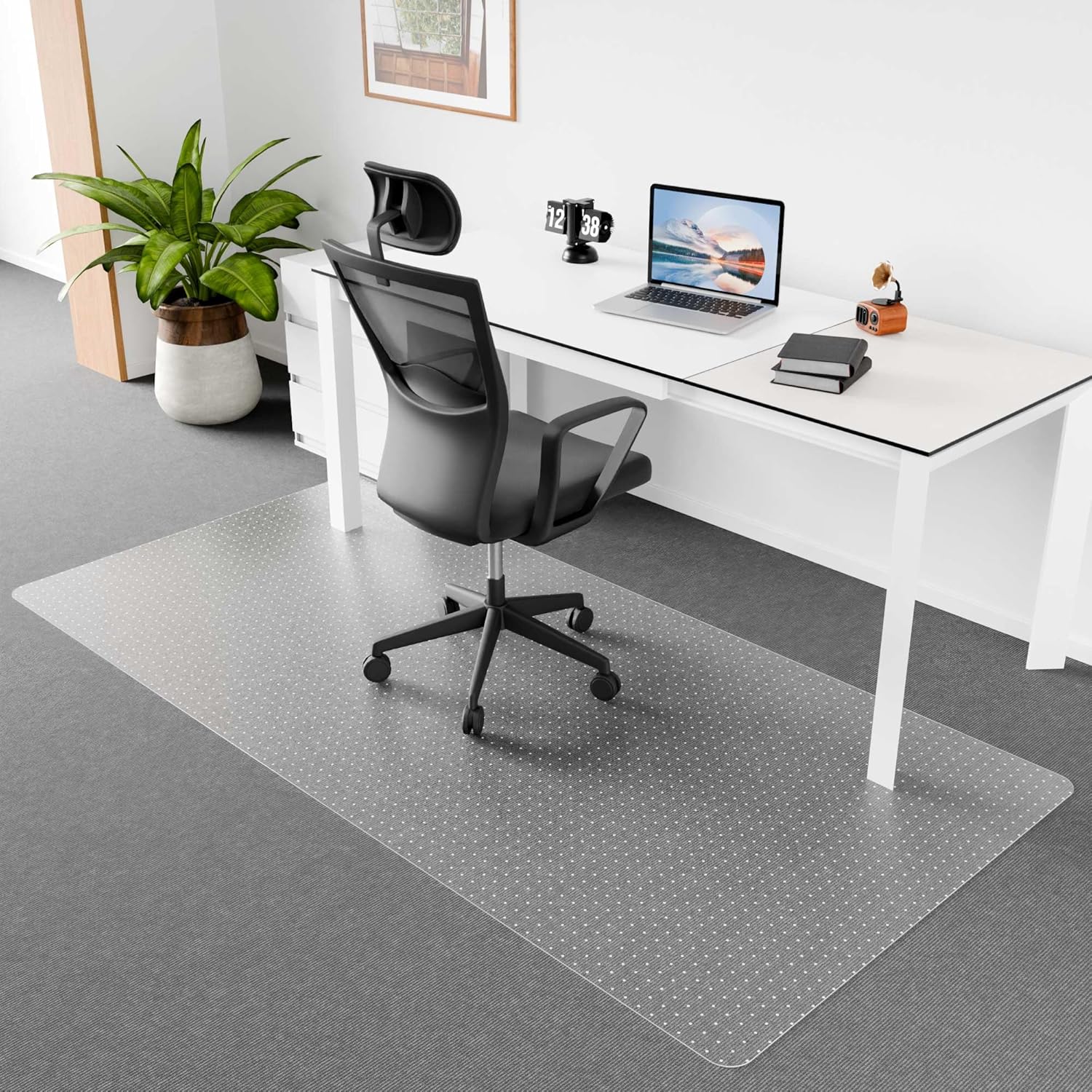 Large Office Chair Mat for Carpeted Floors, 96" x 46" Low Pile Carpet Protector for Desk Chair, Sturdy Clear Plastic Floor Mat for Rolling Chairs (Rectangle 46" x 96" For Low Pile Carpet