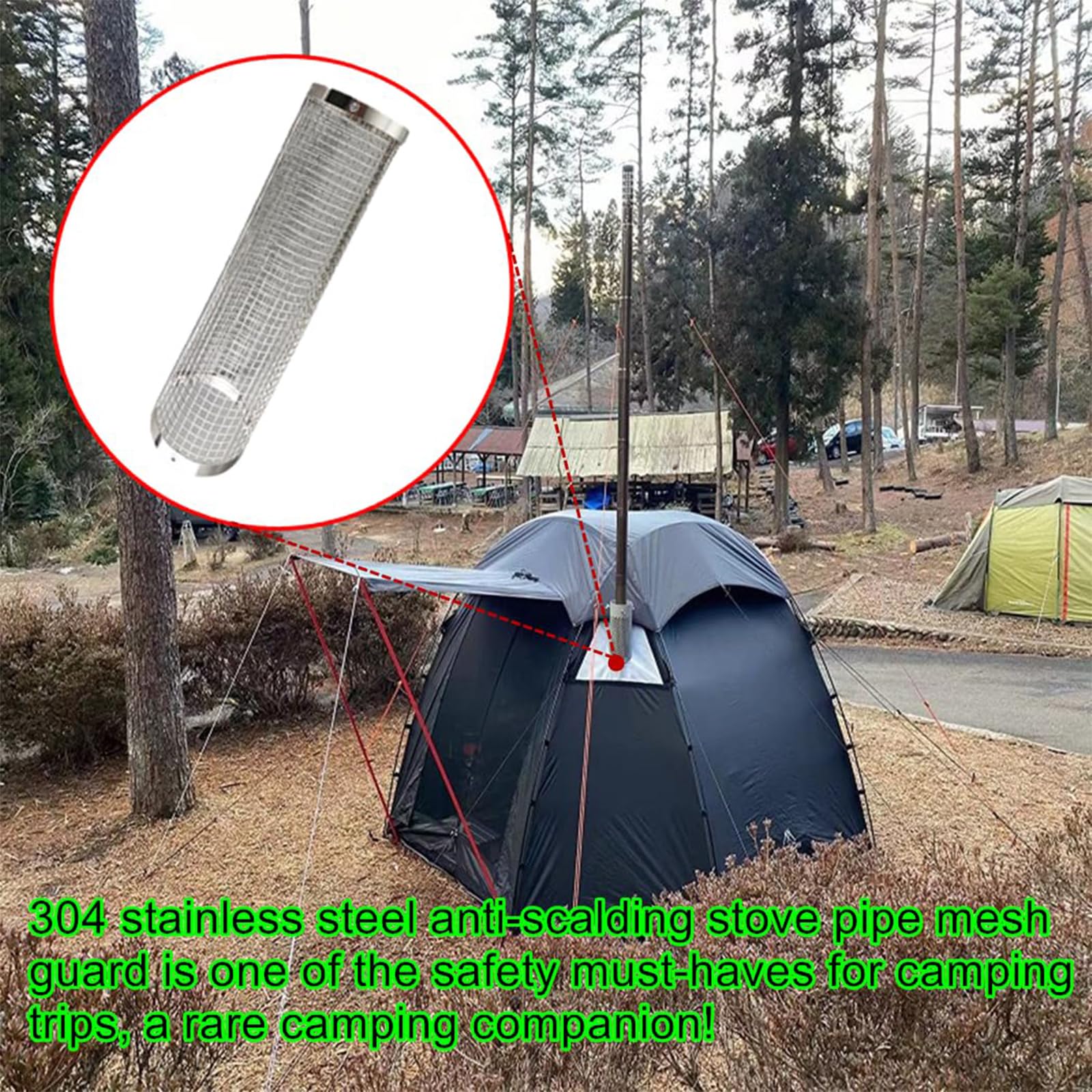 Estufa de acero inoxidable para chimenea, protección contra quemaduras para acampar al aire libre y actividades de cocina seguras