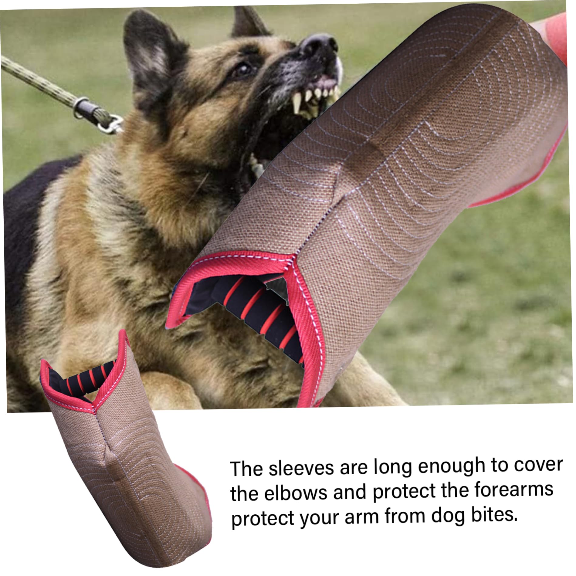 Manga de mordida de perro 13x8x5.5in manga de mordida de mordida de lino resistente a la manga de entrenamiento para perros con 2 mango auxiliar de entrenamiento interactivo de entrenamiento de morde