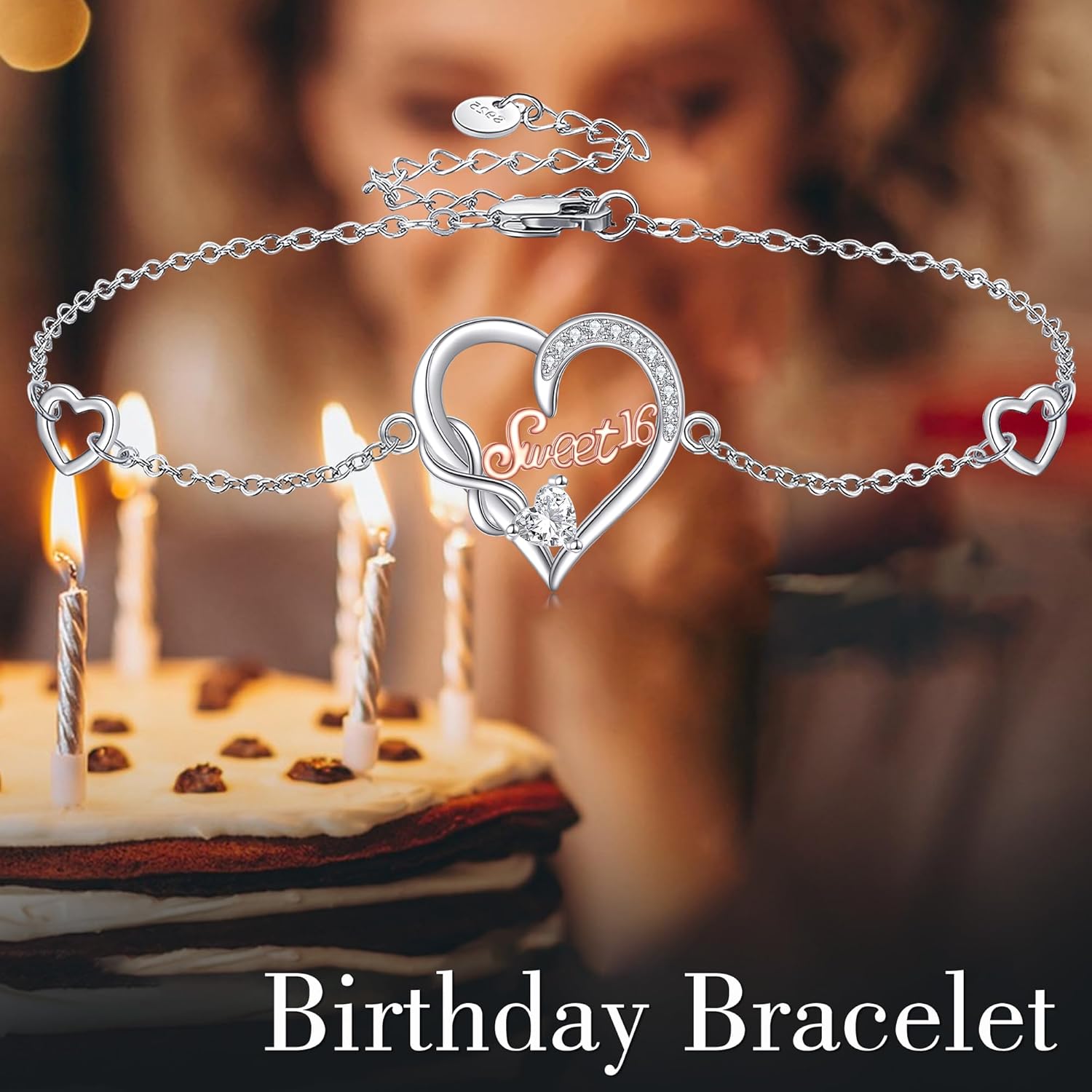 Birthday Gifts for Her 925 Sterling Silver Mom Granddaughter Nana Grandma Wife Sister Aunt Infinity Heart Bracelet Jewelry for Women Christmas Mothers Day Gifts