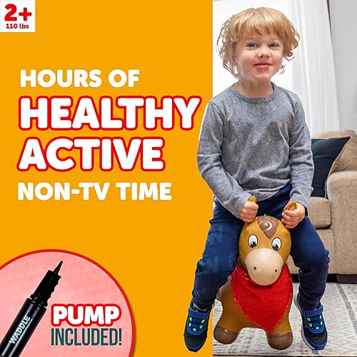 Miniatura 6 de Waddle Bouncy Animal Hopper – Animales saltarines inflables, diversión en interiores y exteriores, bomba incluida, juguetes de montar para niños