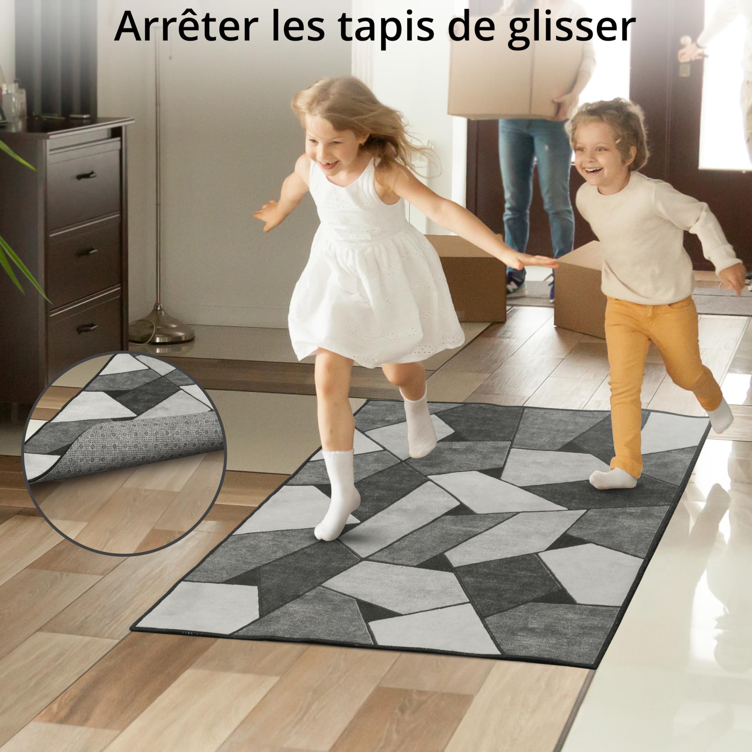 Tissu Antidérapant Pour Tapis Winter Shore - 180x100cm, Motif Fleuri PVC - Polyester Renforcé