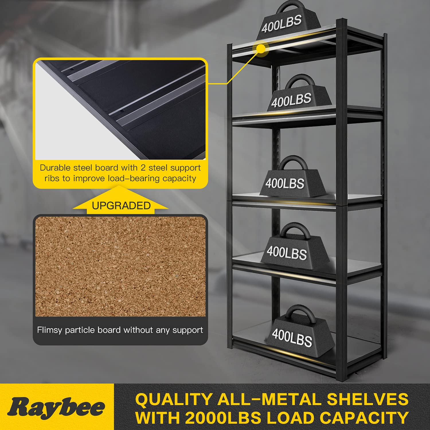Buy Raybee 5Tier Garage Shelves, Metal Heavy Duty Storage Shelf with