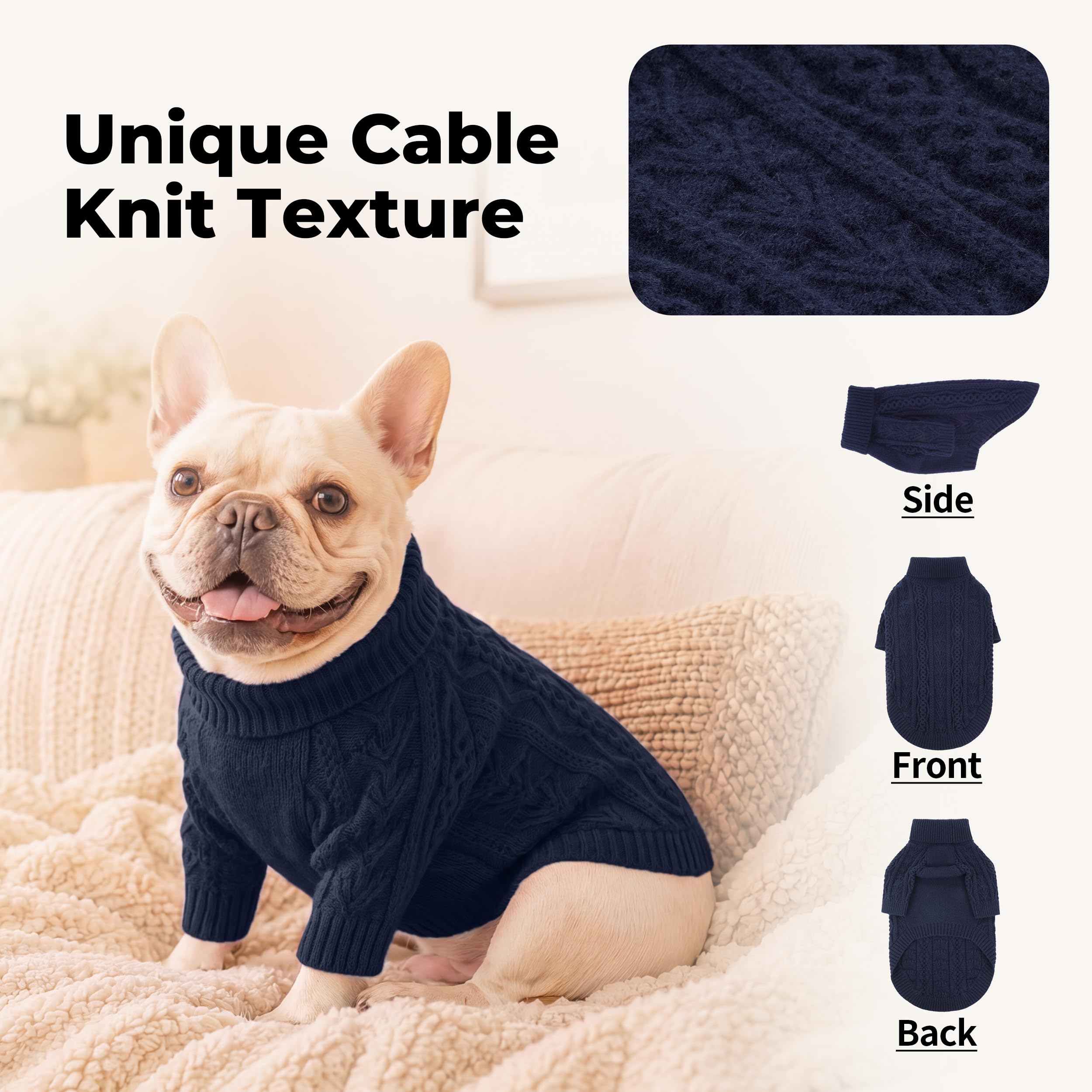 Lelepet Hundepullover für große Hunde, Rollkragen-Strickwaren