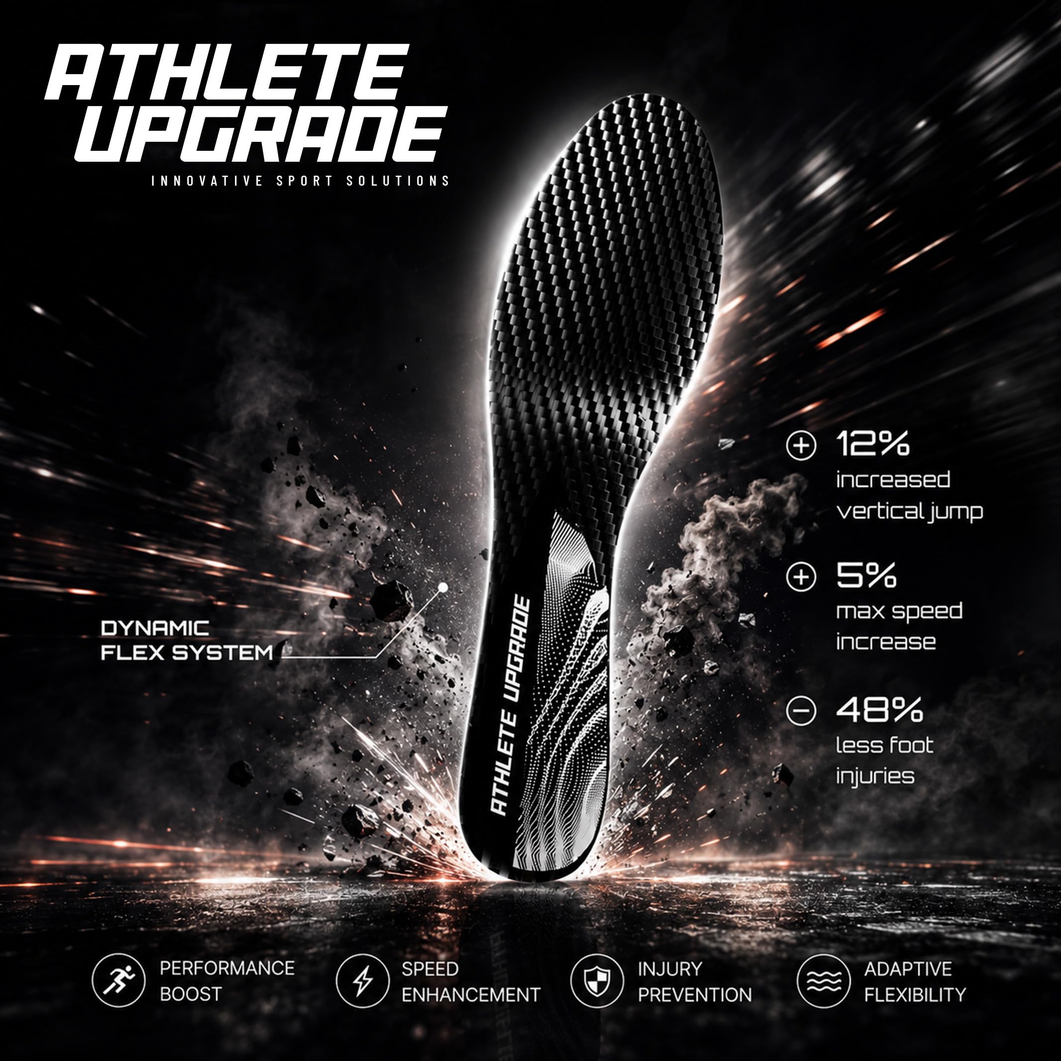 Insoles en fibre de carbone, professionnelles pour le sport, 1 paire, Taille 45