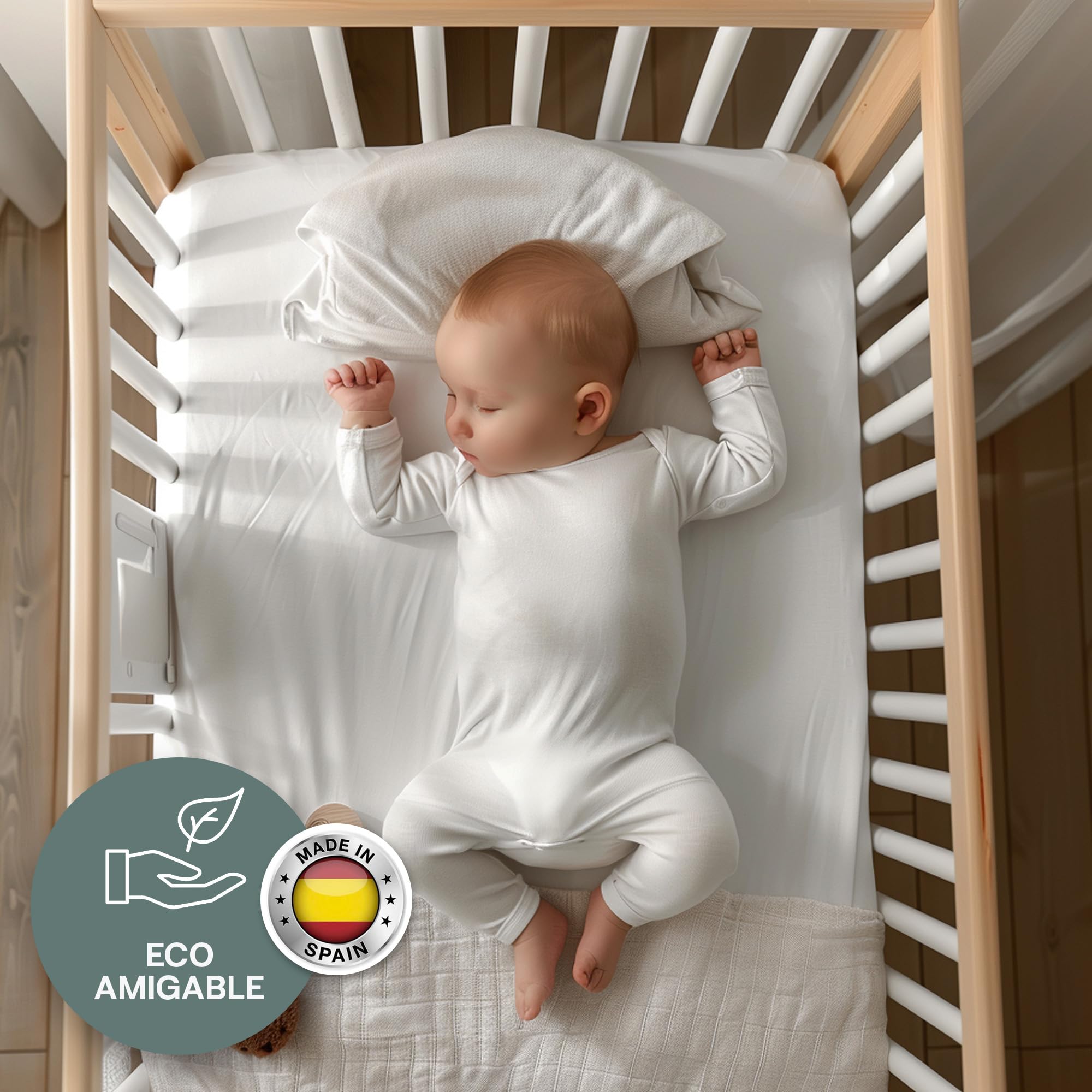 COLCHÓN Cuna Bebe 117 X 57 CM | VISCOELÁSTICA 2 CM Cada Lado | NÚCLEO HR 8CM | Transpirable | ANTIALERGÉNICO | Gran SUAVIDAD | Memory Foam | 14 CM Altura | Fabricado EN ESPAÑA | Directo DE FÁBRICA