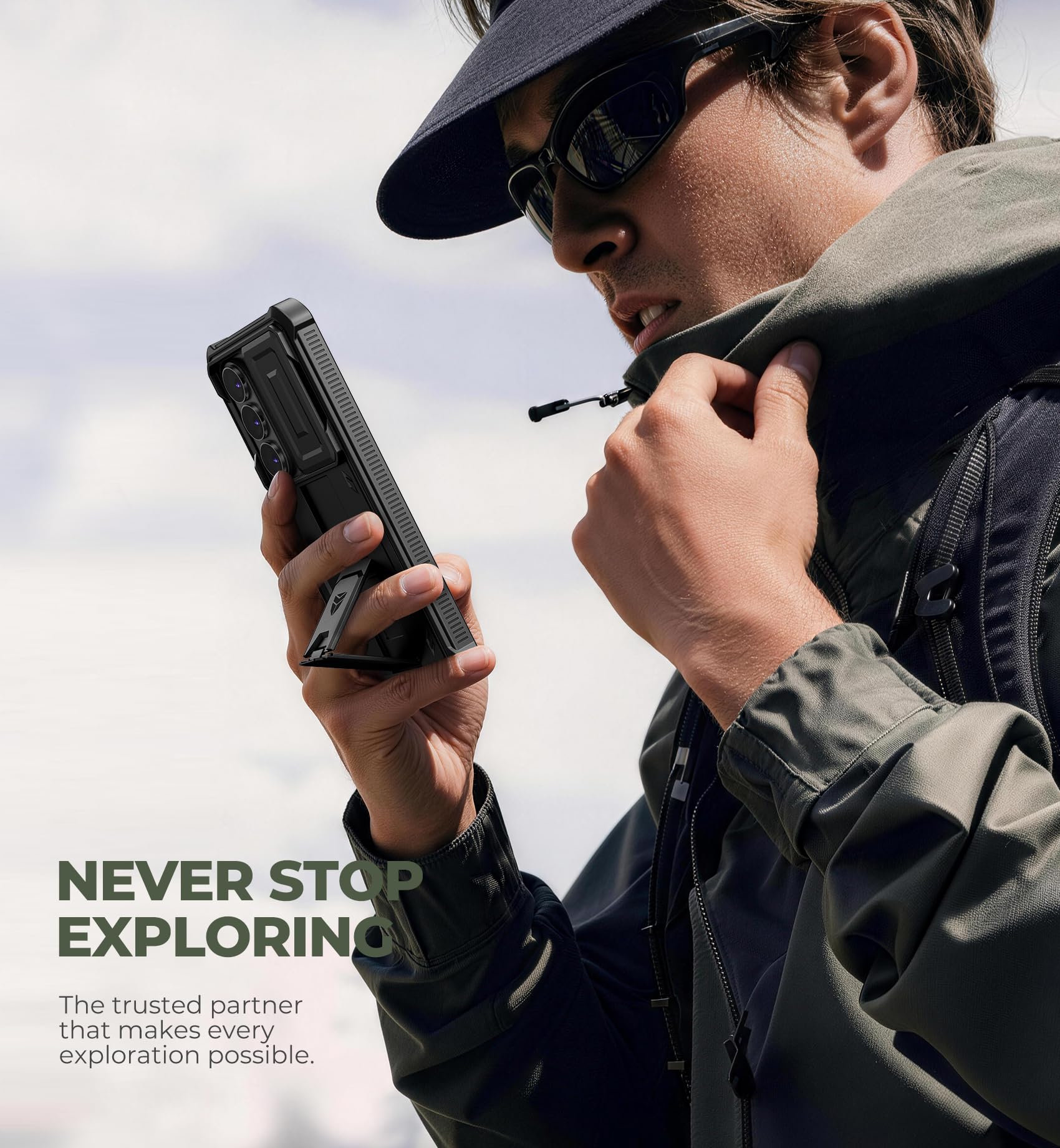 Dexnor Compatible con Funda Samsung Galaxy S26 Ultra,con Tapa Protectora Deslizante de Cámara & Protector de Pantalla & Stent, Reforzada Antisísmica Cubierta Protectora Carcasa Case - Negro
