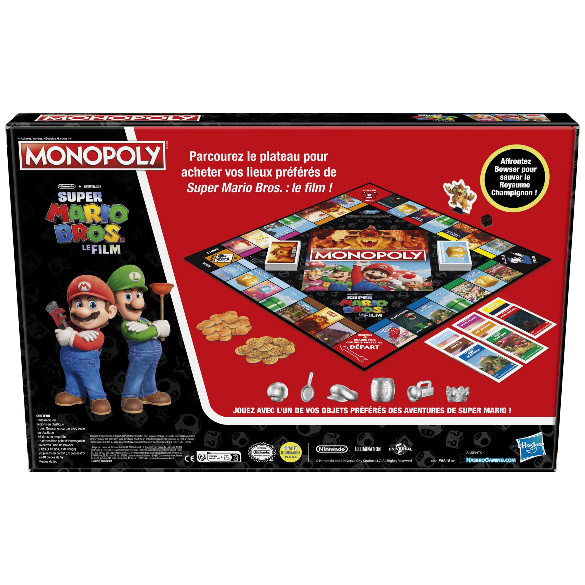 Monopoly : Super Mario Bros, gra planszowa dla dzieci, w tym pionek Bowser
