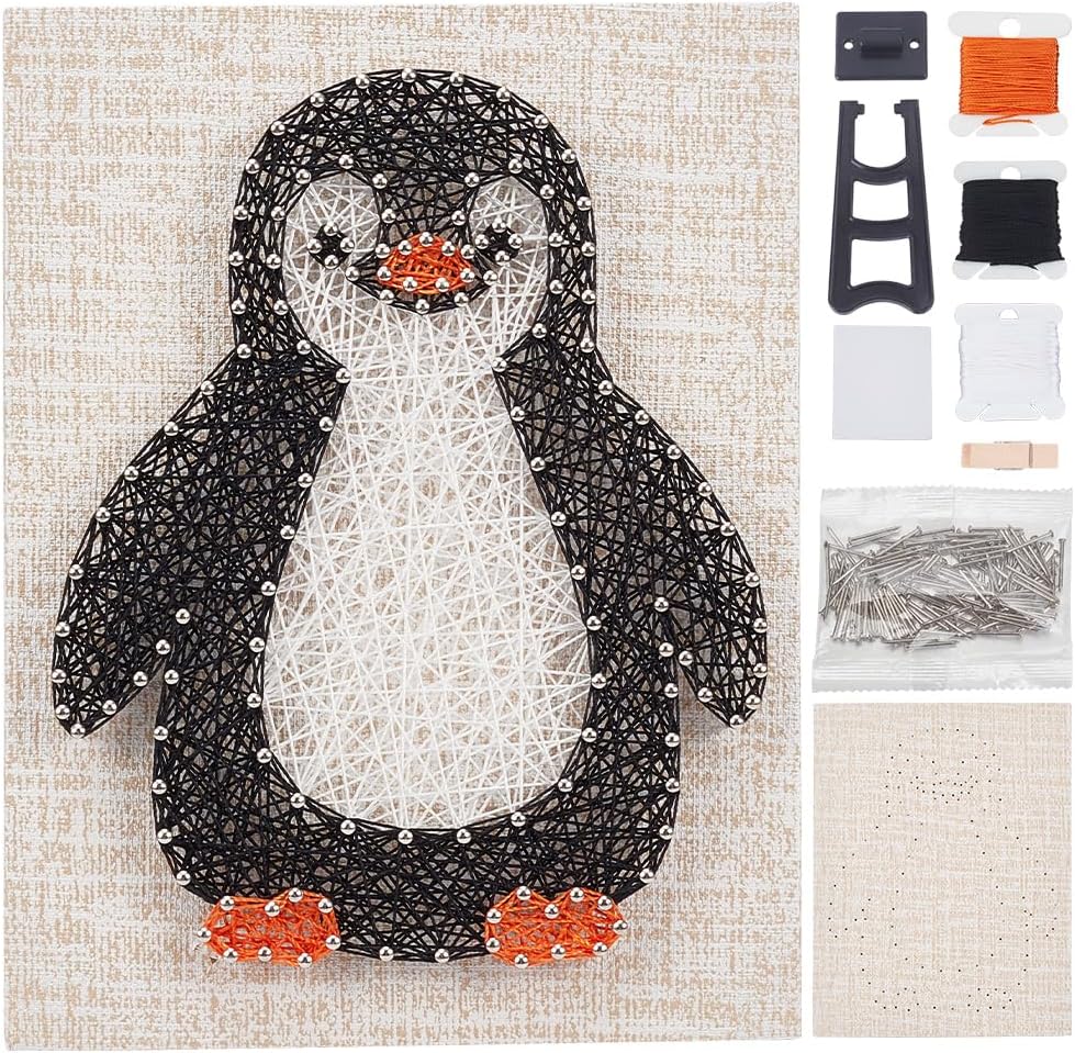 WEBEEDY DIY Penguin String Art Kit: 3D Cute Animal Crafts for Beginners, All Supplies Included, Stress-Relief Wall Decor & Christmas Gift