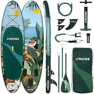 HUIIKE Stand Up Paddling Board mit Zubehör, Paddel, Finnen, Pumpe. Paddle Sup Board Aufblasbar Hohe Stabilität und Widerstandsfähigkeit. 305 x 84 x 15 cm, Belastbar bis 130 kg