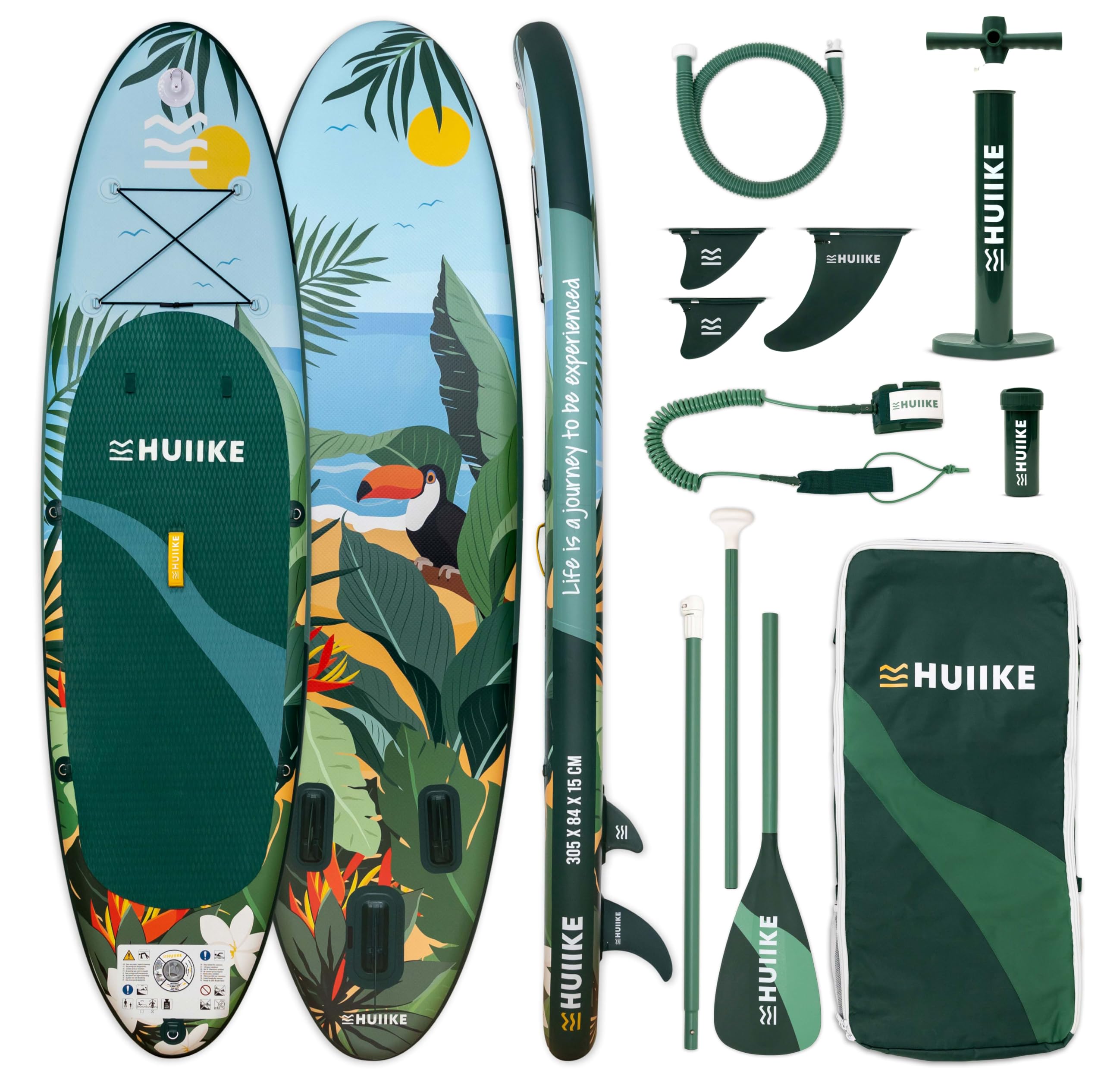HUIIKE Inflatable Paddle Board for Adults with Accessories Included, Oar, Fins, Pump. Stand Up Paddleboard Great Stability and Resistance. 10’ x 33" x