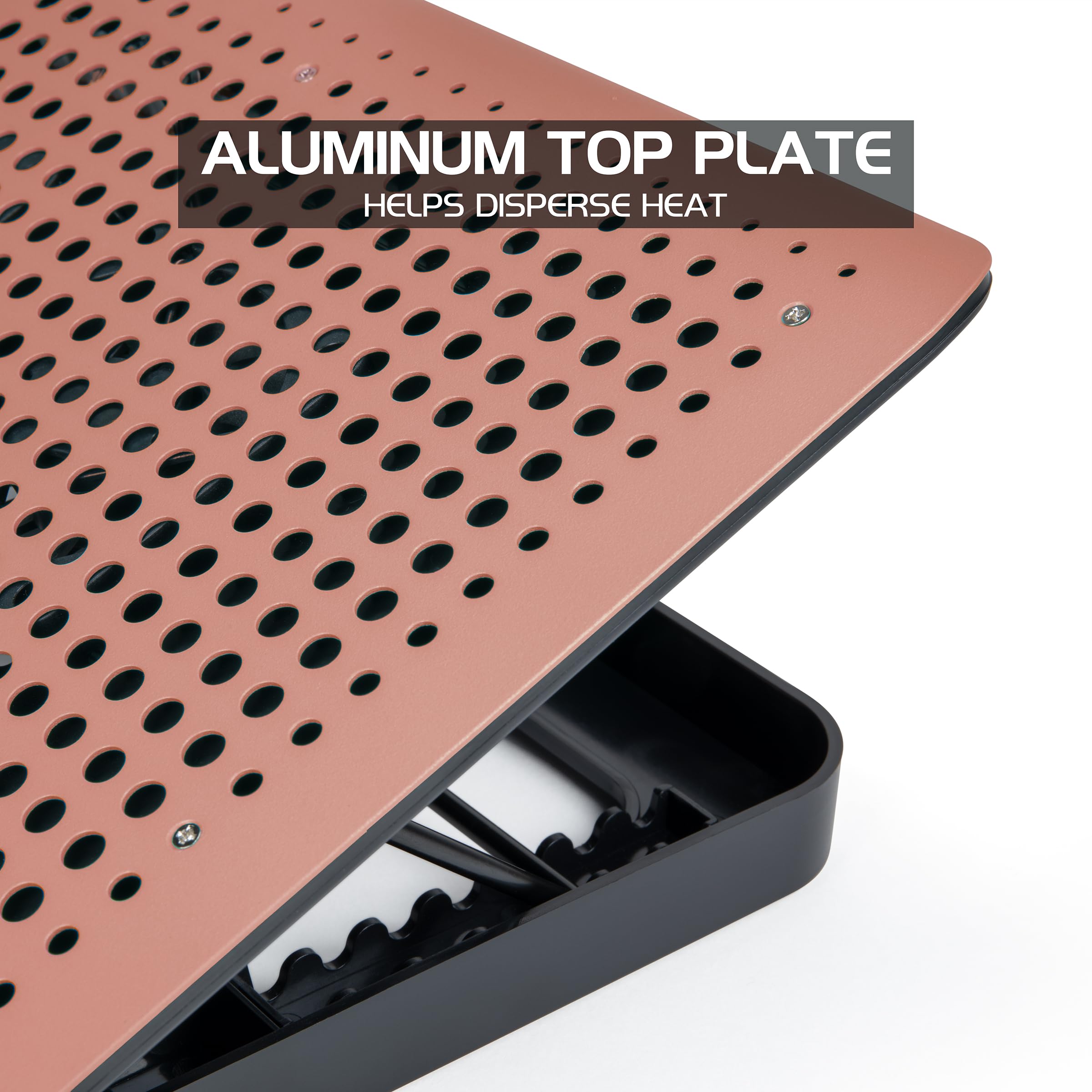 ENHANCE Support Refroidisseur PC Portable Aluminium, 6 Ventilateurs Ordinateur 17 Pouces, Réhausseur 7 Hauteurs, Contrôle Vitesse, Passage USB Données, Design Moderne Bureau Maison École (Argile)