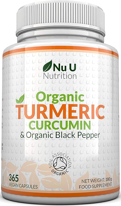 Integratore curcuma curcumina biologica 600mg, 365 capsule con pepe nero biologico nu u nutrition NuuTum001
