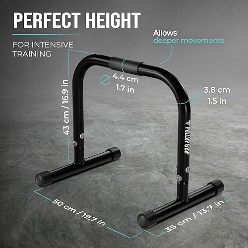 Miniatura 5 de PULLUP & DIP Paraletas de fitness, barras de paraleta medianas para calistenia, crossfit y gimnasia, barras de pie de mano con mango extra ancho y