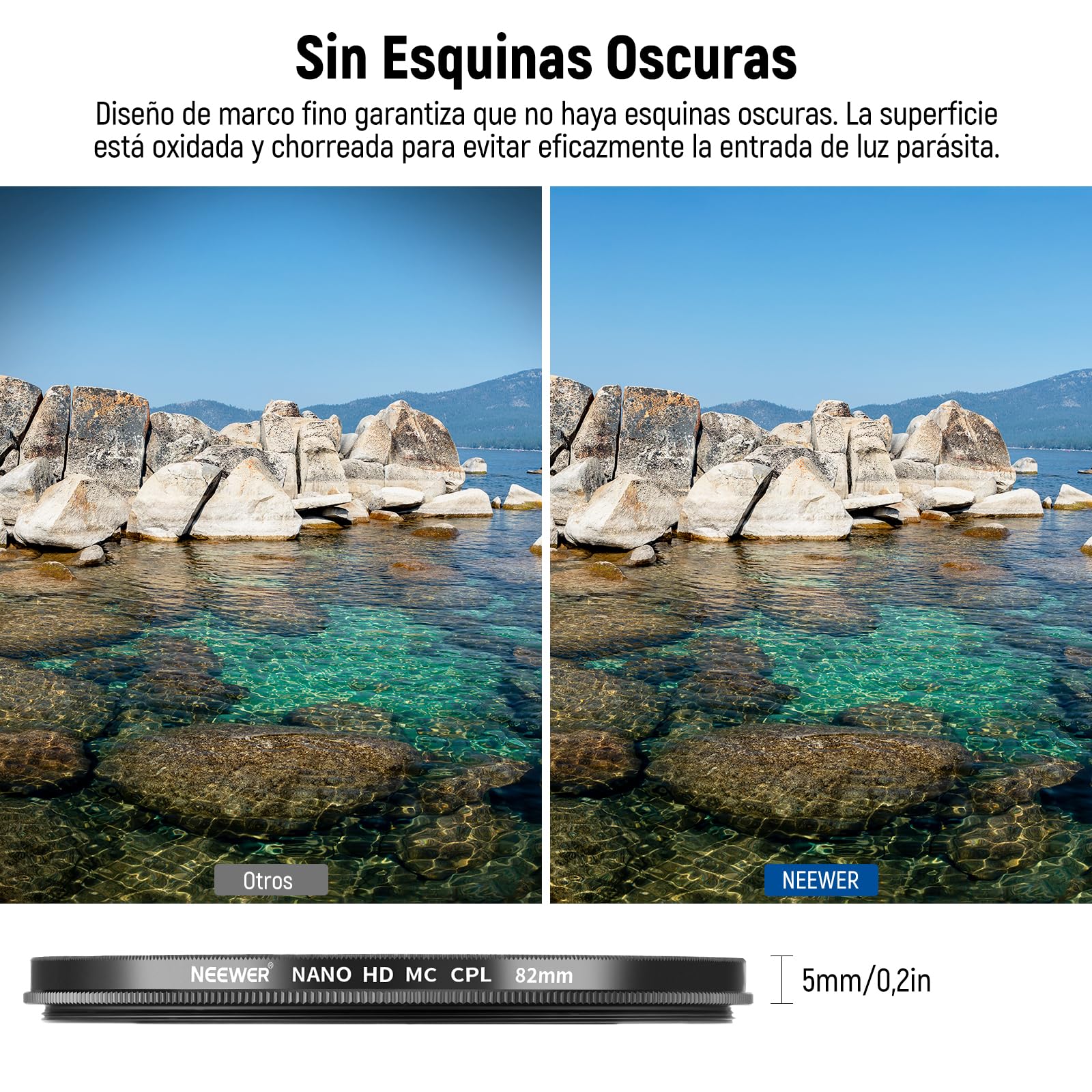 NEEWER Filtro Polarizador 82mm Polarizer Filter Circular MC CPL con Multi Resistente Nano de 24 Capas con Vidrio óptico HD para Lentes, Reduce la Reflexión/el Deslumbramiento/Mejora el Contraste