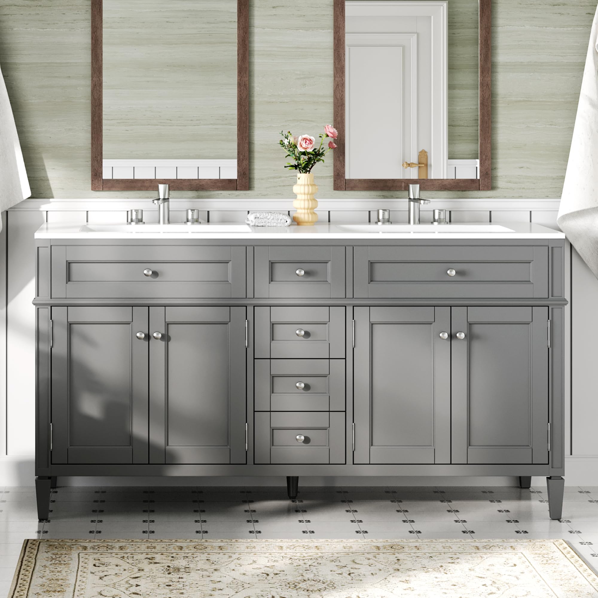 AMERLIFE 60 inch Bathroom Vanity with Sink Combo