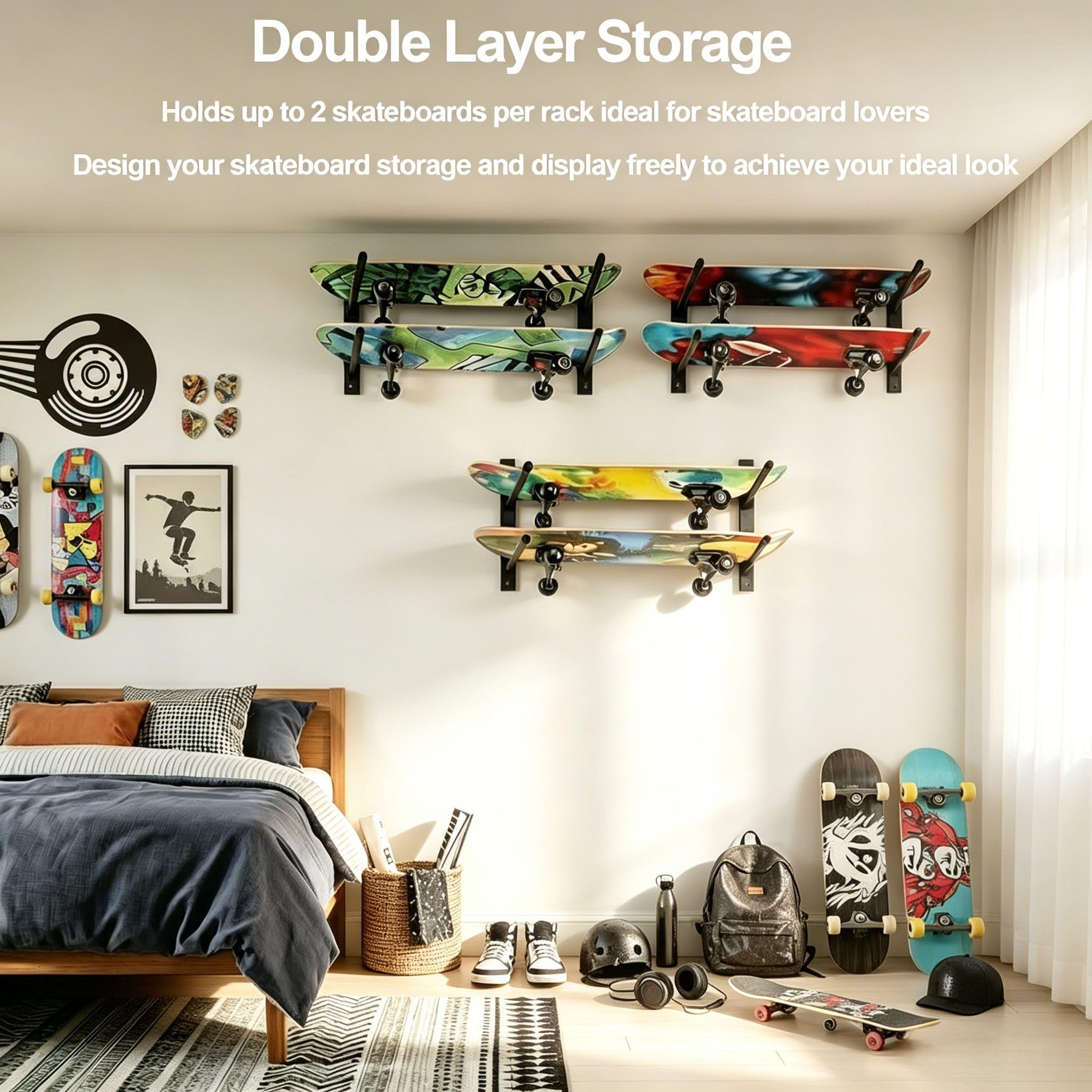 Soporte de Pared para Monopatín, Snowboard y Longboard - Bijun