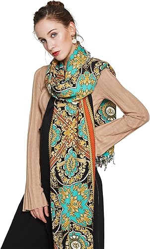 Miniatura 24 de DANA XU Manta de pashmina extragrande 100% de lana merina, bufanda de viaje, bufanda de cachemira para mujer, otoño e invierno, chal de gran