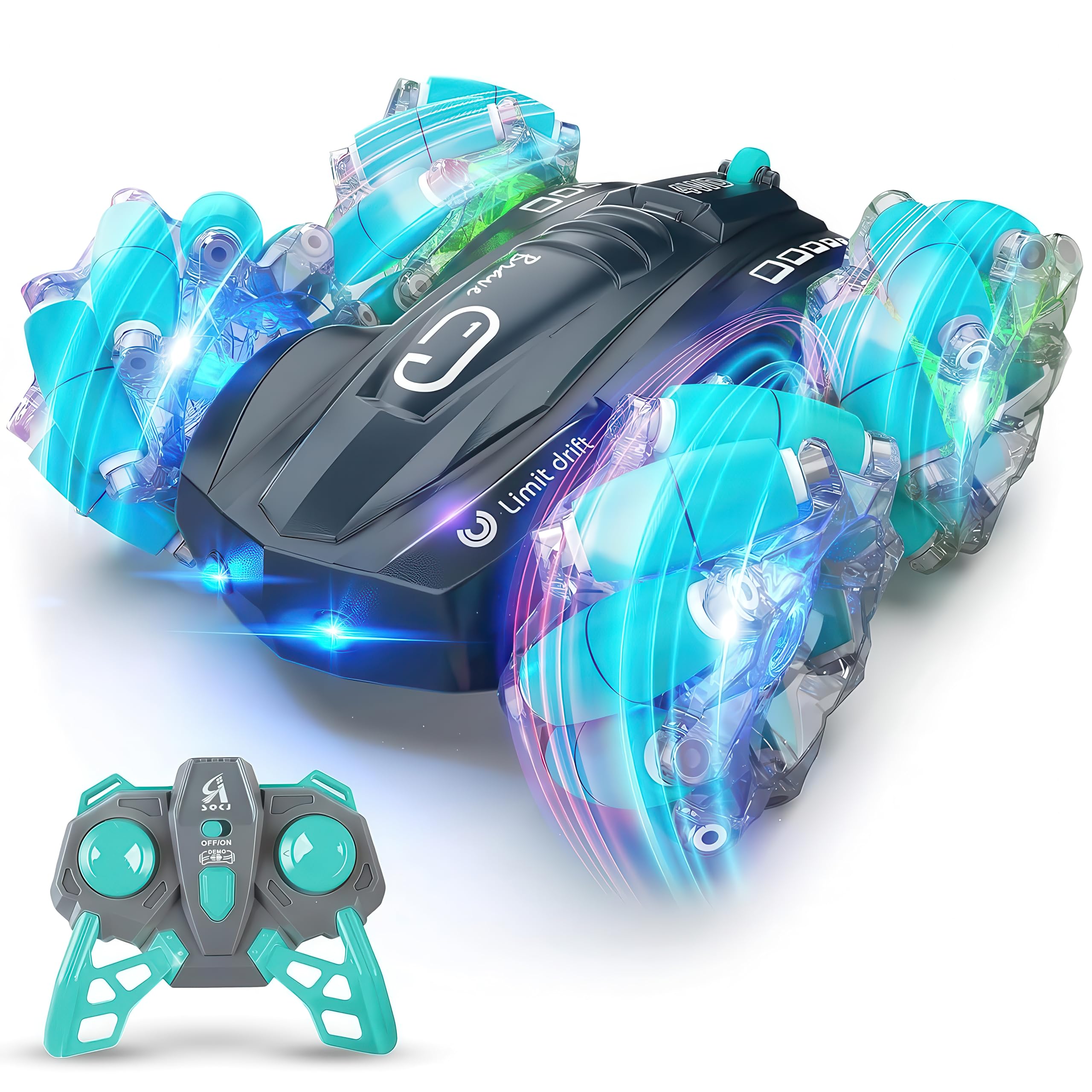 Eli & Chi 4 Wheel Drive Double Sided RC Stunt Toy Car: Drift Toy for Kids - Remote Control Racing, 360° Rotation, Rechargeable Battery (Blue or Orange) (Extreme Drift Car) (B0D5YWLQDJ) Amazon Price History, Amazon Price Tracker
