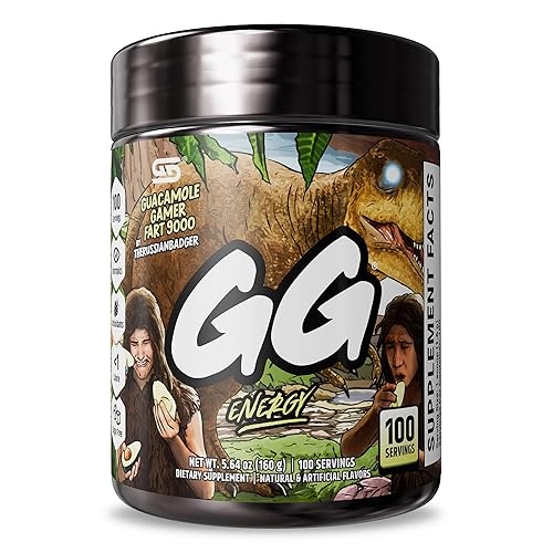 Gamer Supps, GG Energy Guacamole Gamer Fart 9000 (100 Servings) - Keto Friendly Energy and Nootropic, Sugar Free Caffeine + Vitamins, Powder Drink