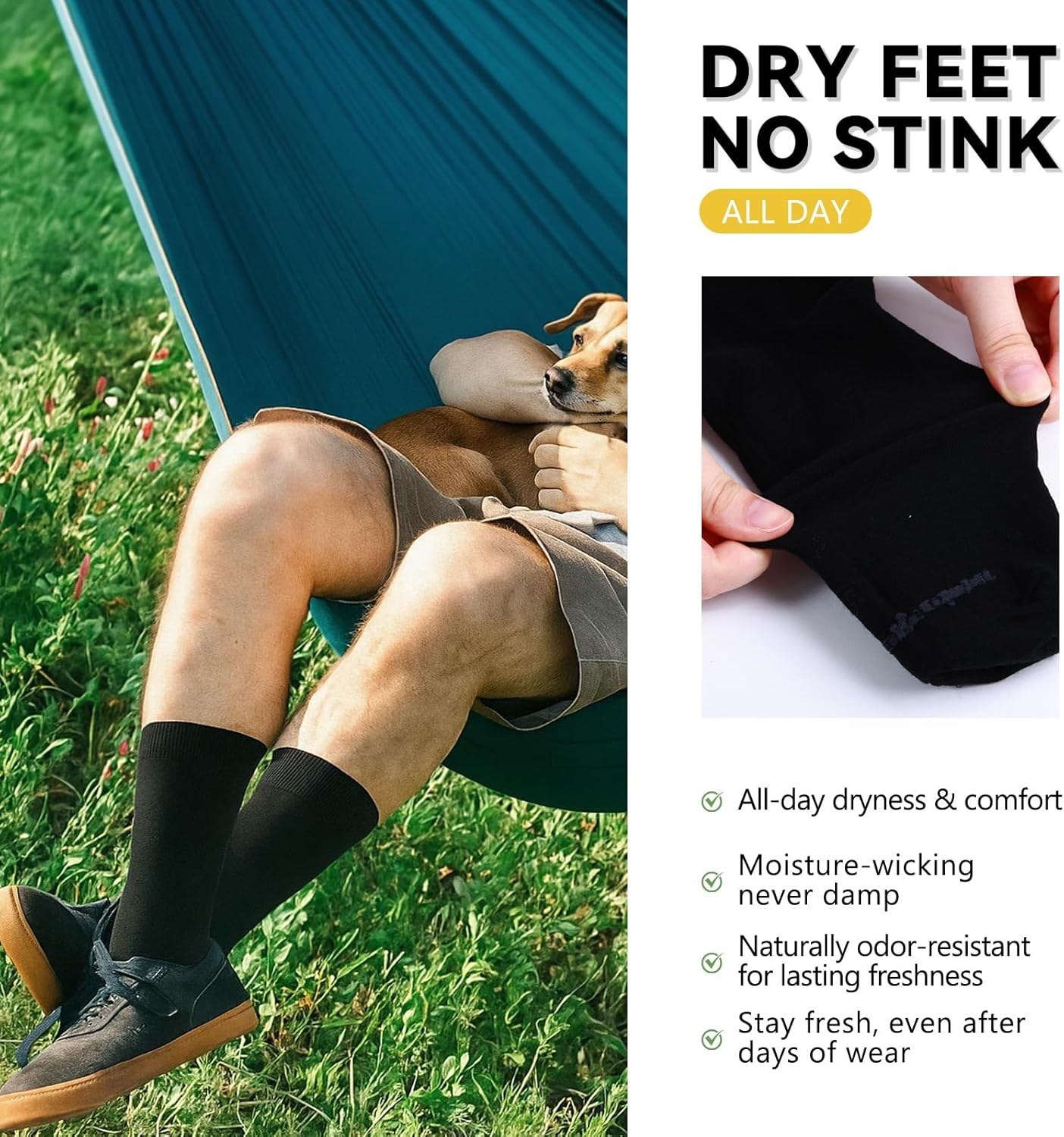 Merino Protect Thin Merino Wool Crew Sock for Men Women Lightweight Hiking Socks Soft Mid Calf Dress Socks 4Pack