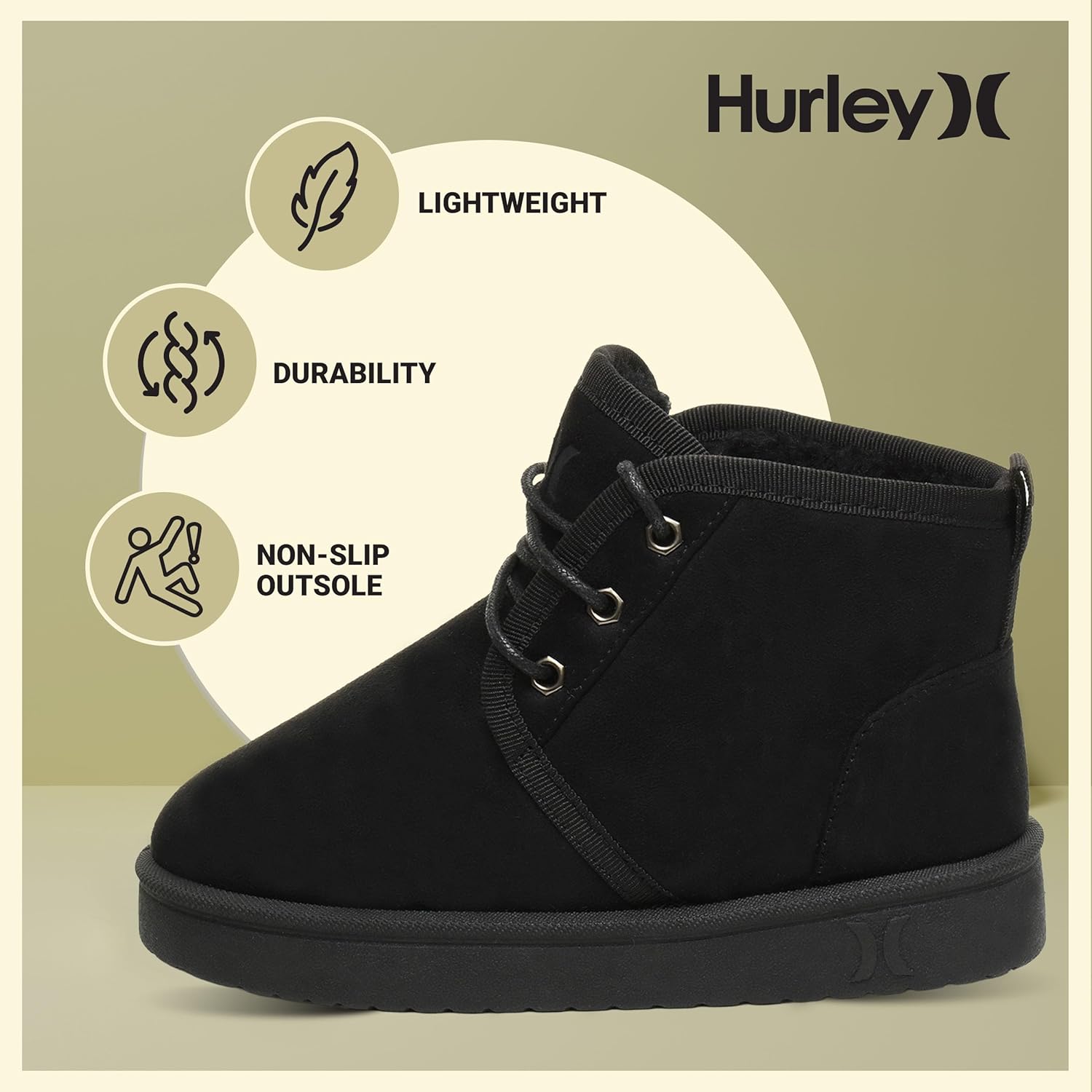Hurley Kids Mosi Winter Boots - Fleece Lined Suede Snow Boots for Boys and Girls with Non-Slip Sole, Kids lace up Winter Boots - Image 5