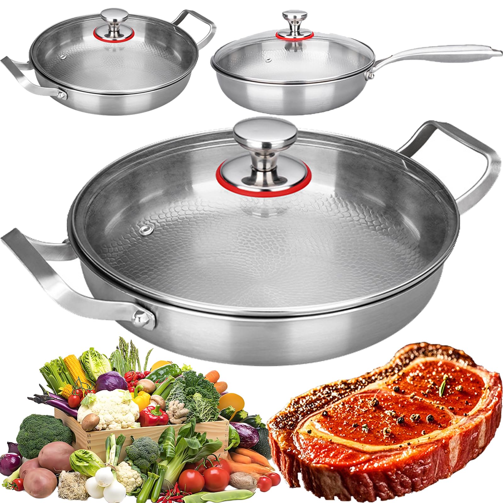 Genérico 2026 Sartén de Titanio Puro, Sartenes de Titanio, Antiadherente Sin PFOA, Base Inducción Imanética, Para Cocina Saludable Sin Aceite, Incluye Tapa y Mango Ergonómico (A, 28cm)