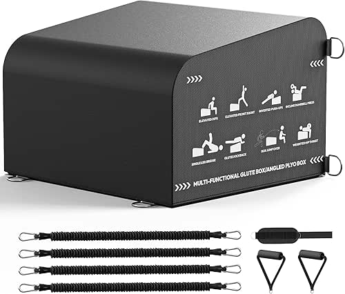 PAPABABE Hip Thrust Bench, Glute Box for Hip Strength, Multi-Functional