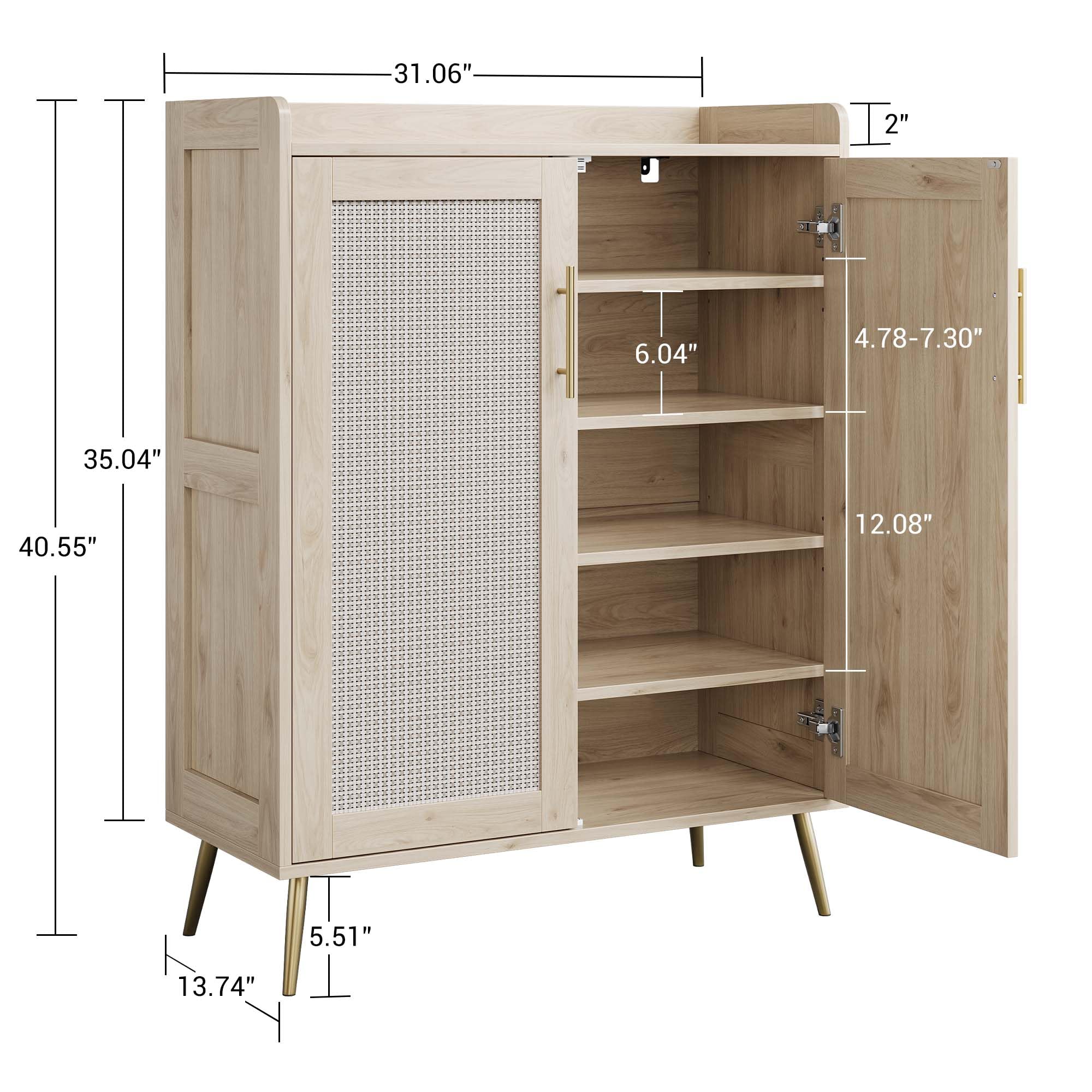 Garvee Schuhschrank Mit 2 Türen Und Verstellbaren Einlegeböden, Schuhkommode Mit Kippschutz, Platzsparendes Schuhregal Für Flur, Eingangsbereich, Wohnzimmer, Aus Holz in Modernem Design