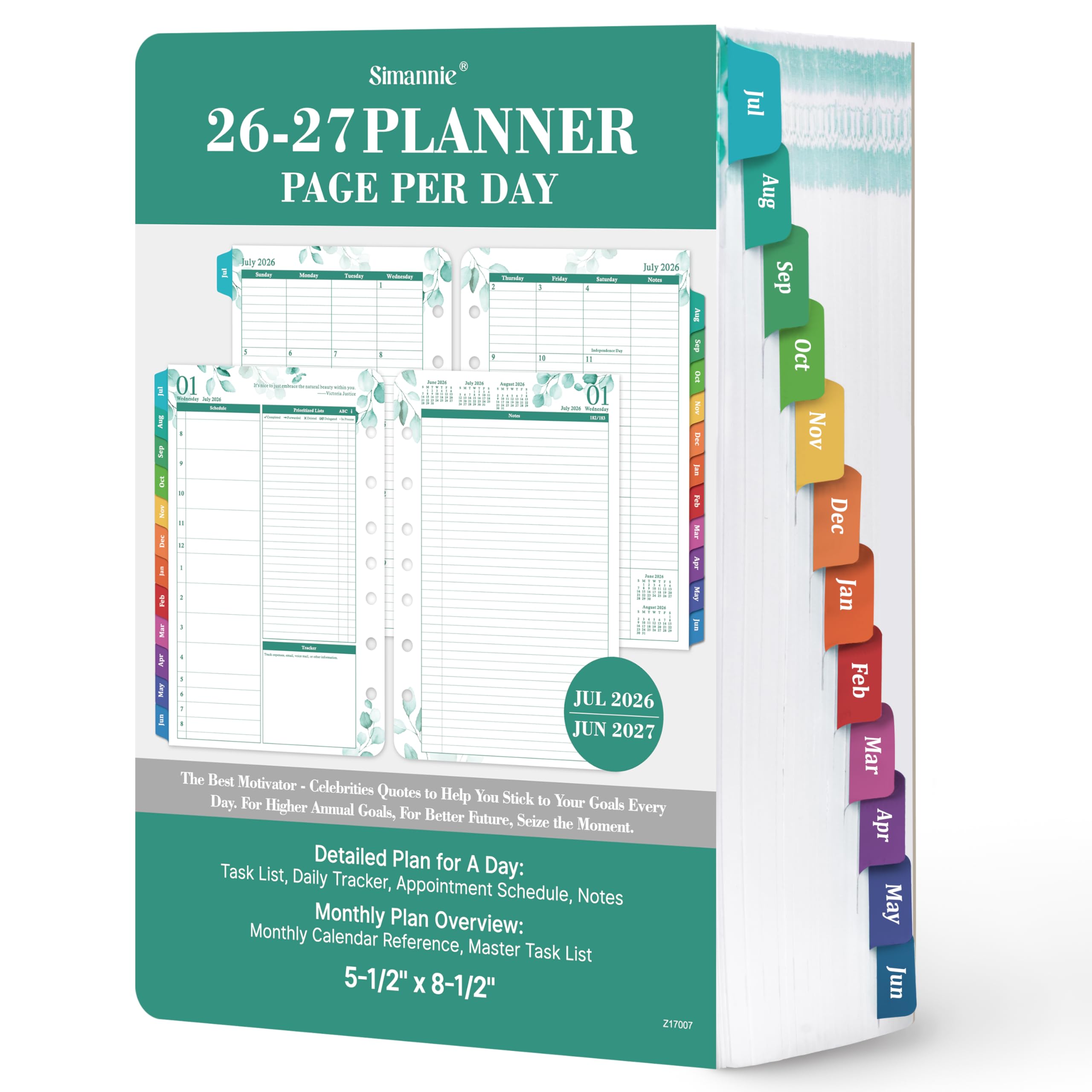 2026-2027 Planner Refills – Planner Refills 2026-2027, Jul.2026 - Jun.2027, 2 Pages Per Day Daily ＆ Monthly Planner, 5.5" x 8.4", A5 Planner Inserts, Daily Tracker