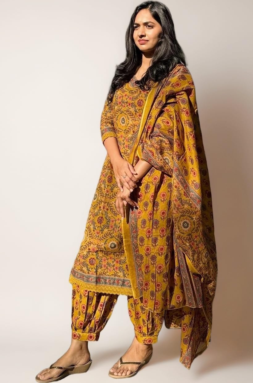 KLOSIA Women's Viscose Printed Kurta Pant With Dupatta Set