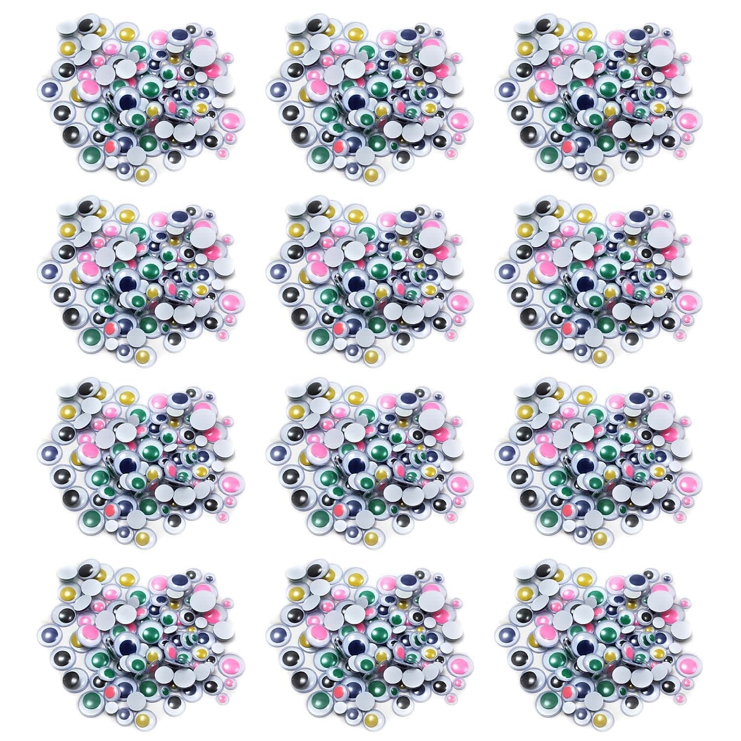 CLI CHL64550-12 Creative Arts Wiggle Eyes, Round, Assorted Sizes & Colors, Grade K+, 100/Pack, 12 Packs/Bundle