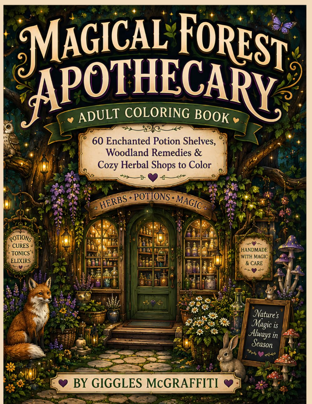 Magical Forest Apothecary Adult Coloring Book: 60 Enchanted Potion Shelves, Woodland Remedies & Cozy Herbal Shops to Color