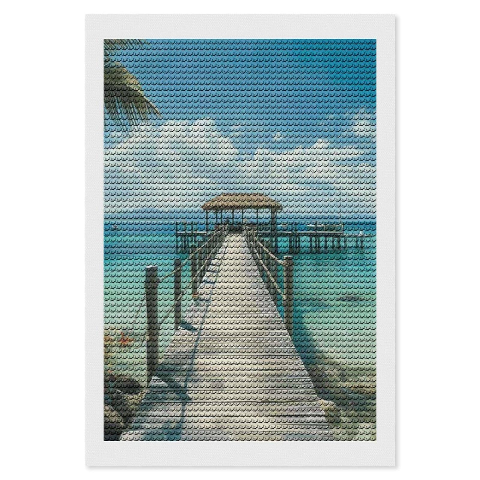 DWVTSLH Tropical Pier Diamond Painting Kits for Adults, Personalized Diamond Photo Art Full Drill, DIY 5D Diamond Art Painting Kits for Beginners, Home Wall Decor 8"x12"