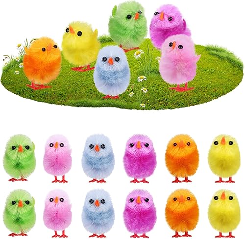 BESPORTBLE Mini pollitos de Pascua 18 piezas de mini pollos de peluche decoraciones de Pascua, pollitos esponjosos en miniatura para el hogar, cesta