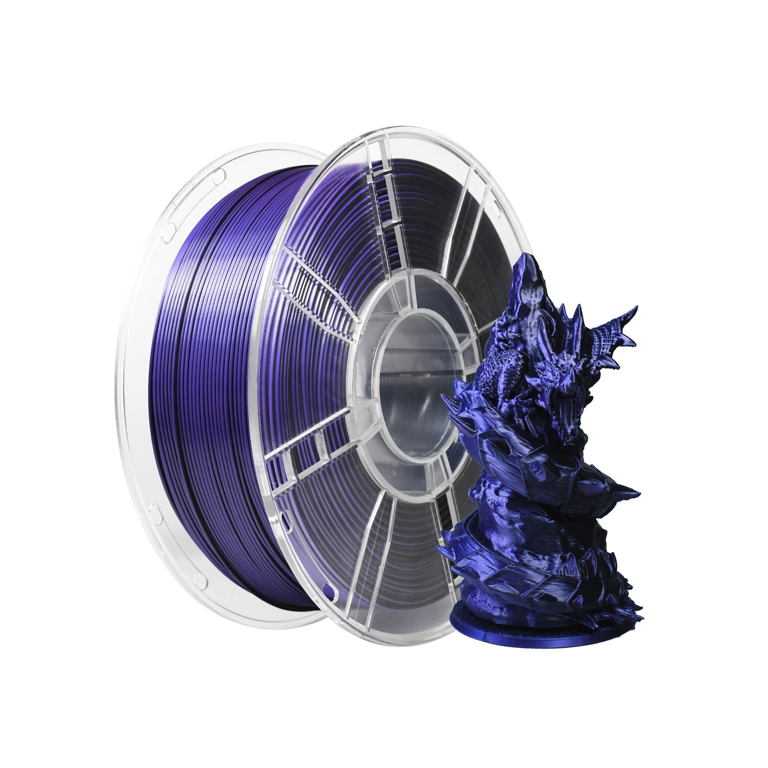 iBOSS Silk Blue Black Purple Tri Color PLA+ Filament,High Speed Without Blocking,1kg 3D Printer PLA Plus Filament 1.75mm +/ -0.02mm, Suitable for Most 3D Printers(Silk Blue Black Purple)