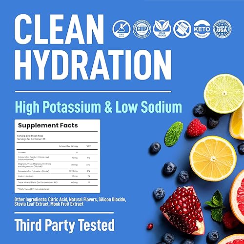 Miniatura 3 de Keppi - 30 paquetes de hidratación de electrolitos en polvo sin azúcar, deliciosos electrolitos Keto, se mezcla fácilmente